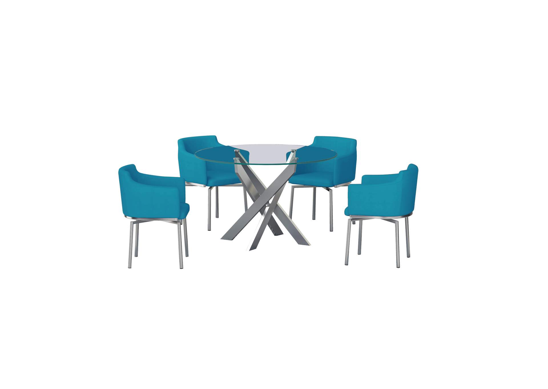 Dining Set With Round Glass Table & Swivel Club Chairs image 3