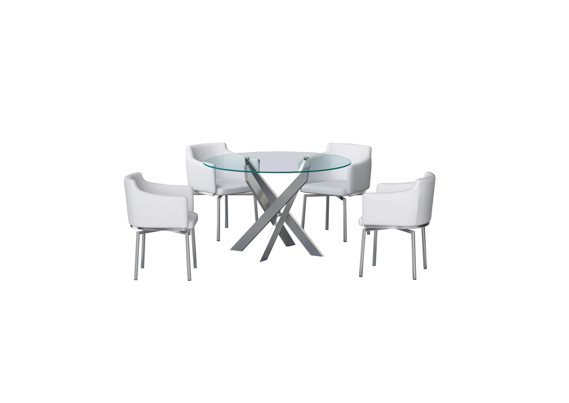 Dining Set With Round Glass Table & Swivel Club Chairs image 3