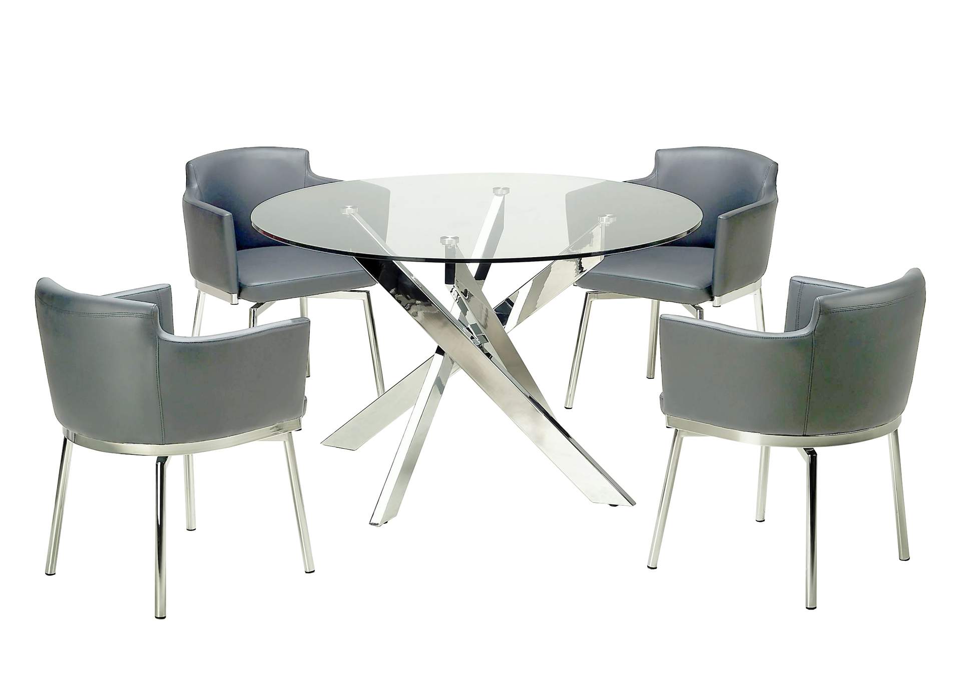 Dining Set With Round Glass Table & Swivel Club Chairs image 3