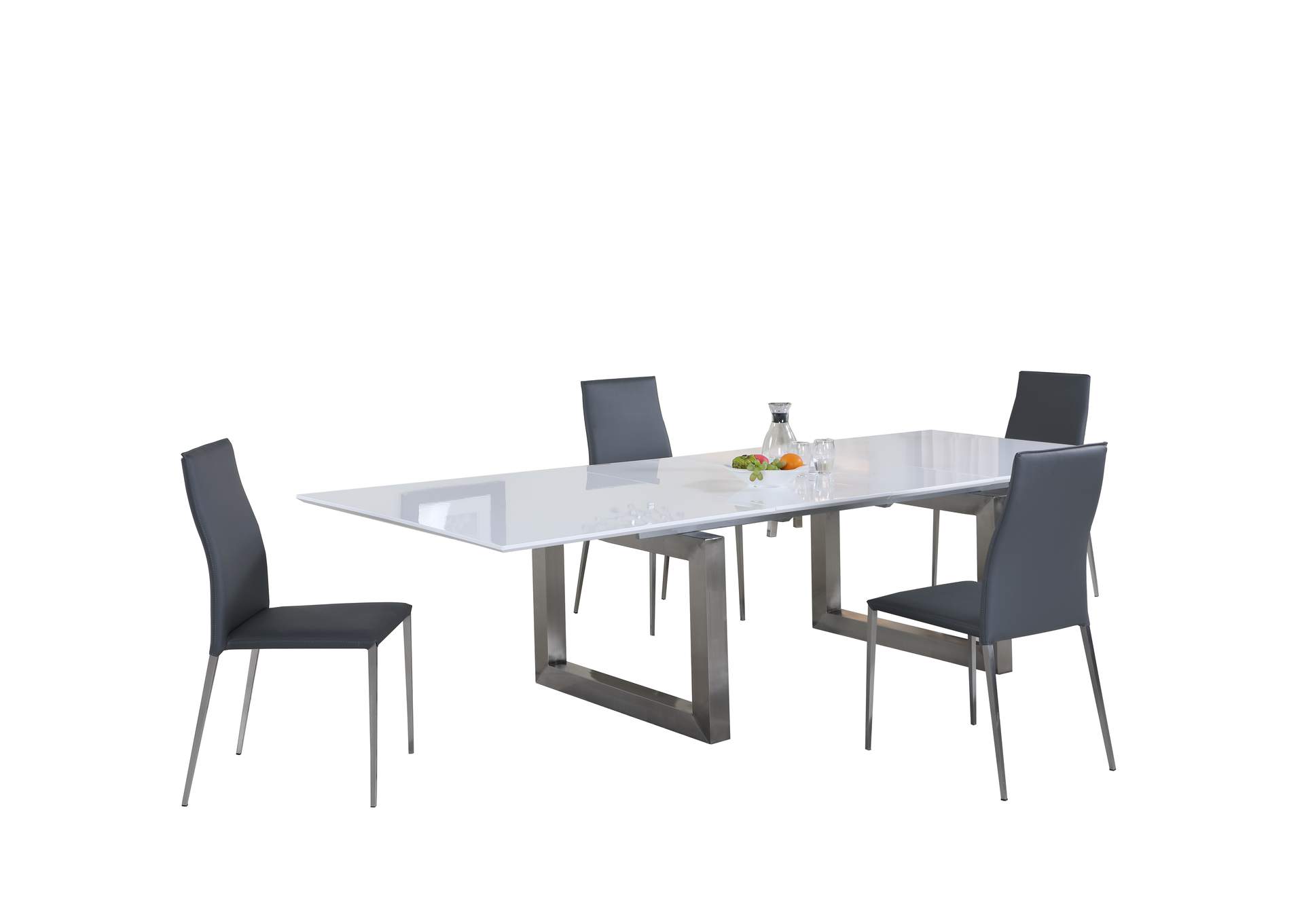 Contemporary Dining Set With White Extendable Table & 4 Upholstered Chairs image 4