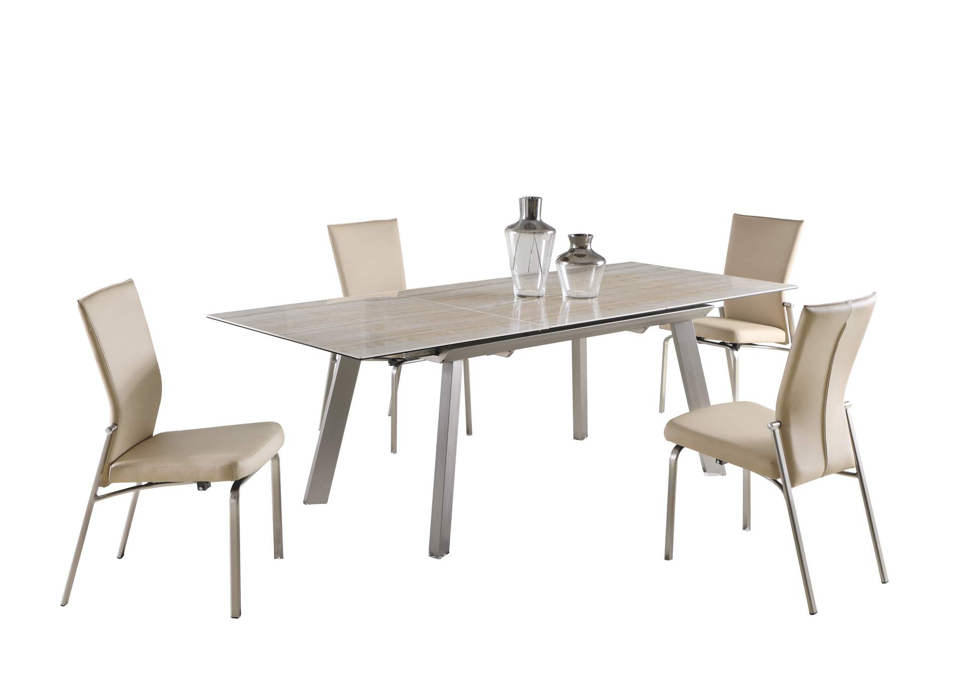 Contemporary Dining Set With Extendable Ceramic Top Table & Motion-Back Chairs image 3