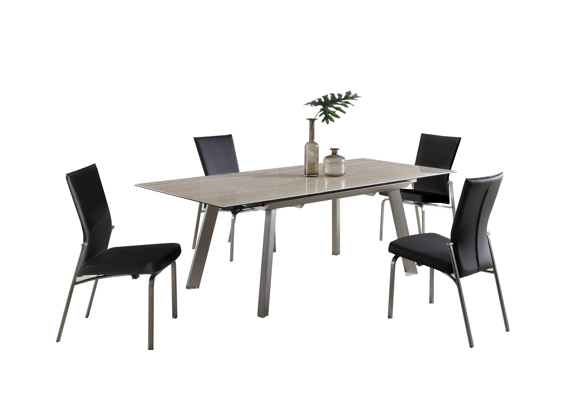 Contemporary Dining Set With Extendable Ceramic Top Table & Motion-Back Chairs image 3