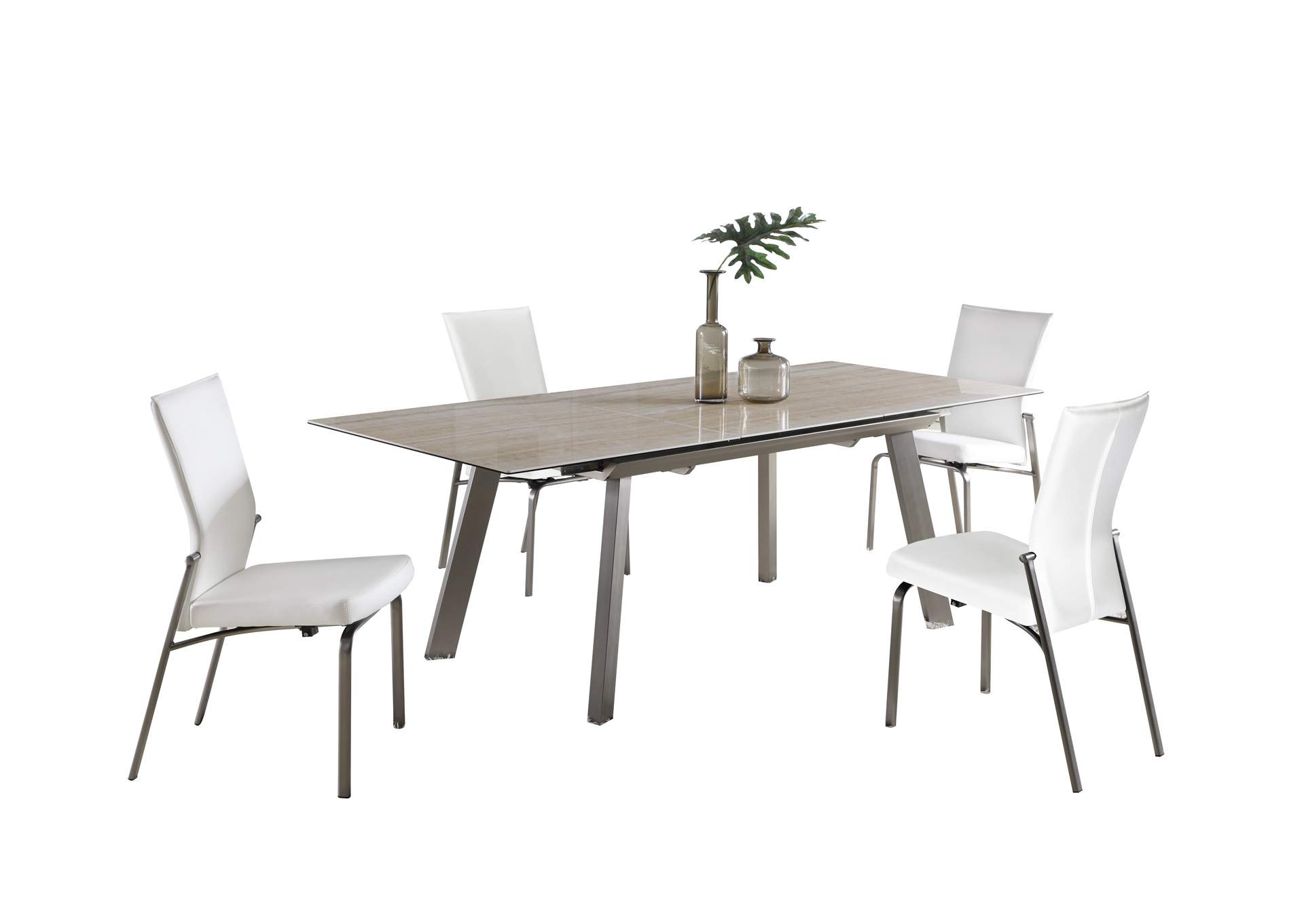 Contemporary Dining Set With Extendable Ceramic Top Table & Motion-Back Chairs image 3