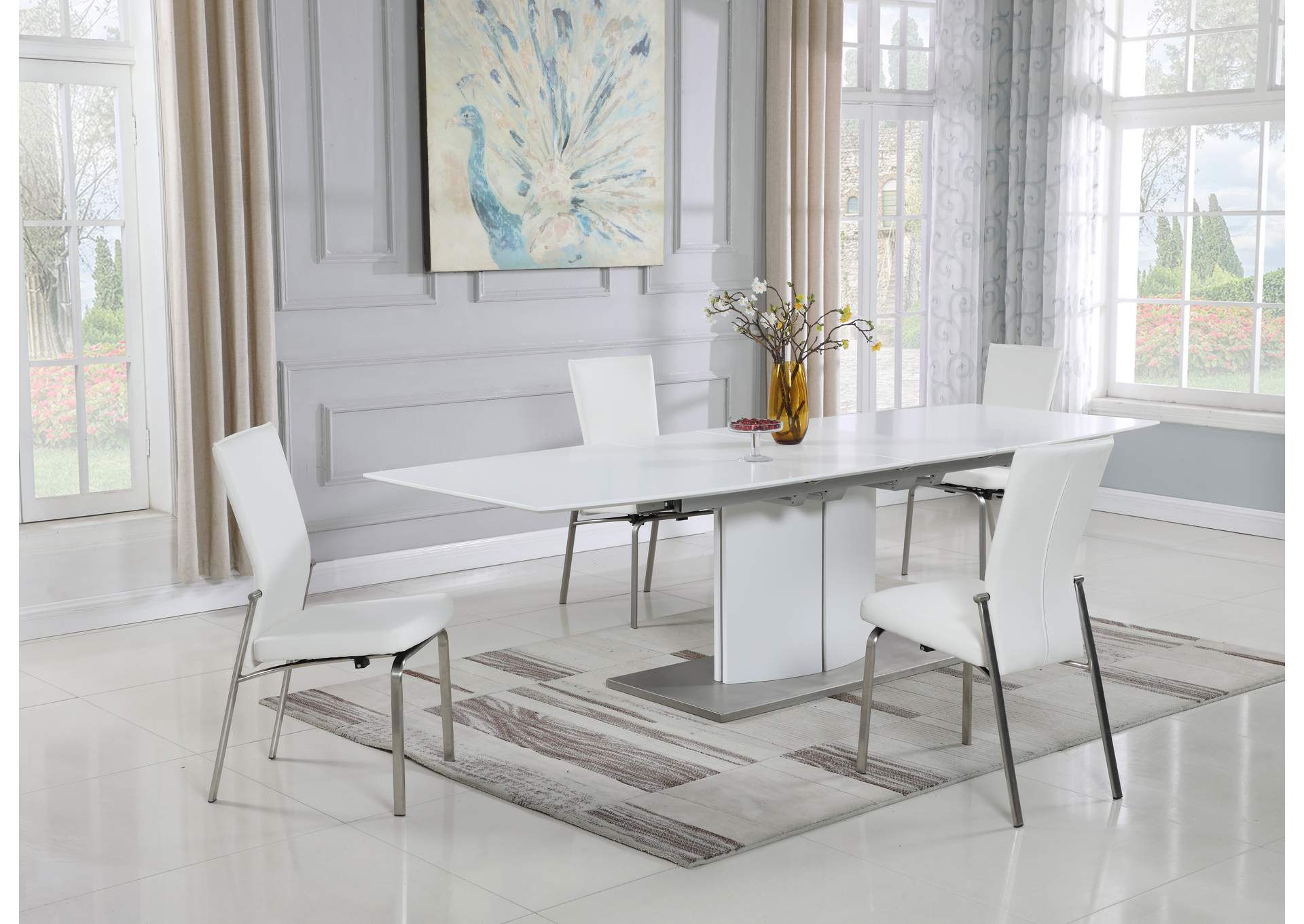 Contemporary Dining Table With Self-Storing Extension image 1