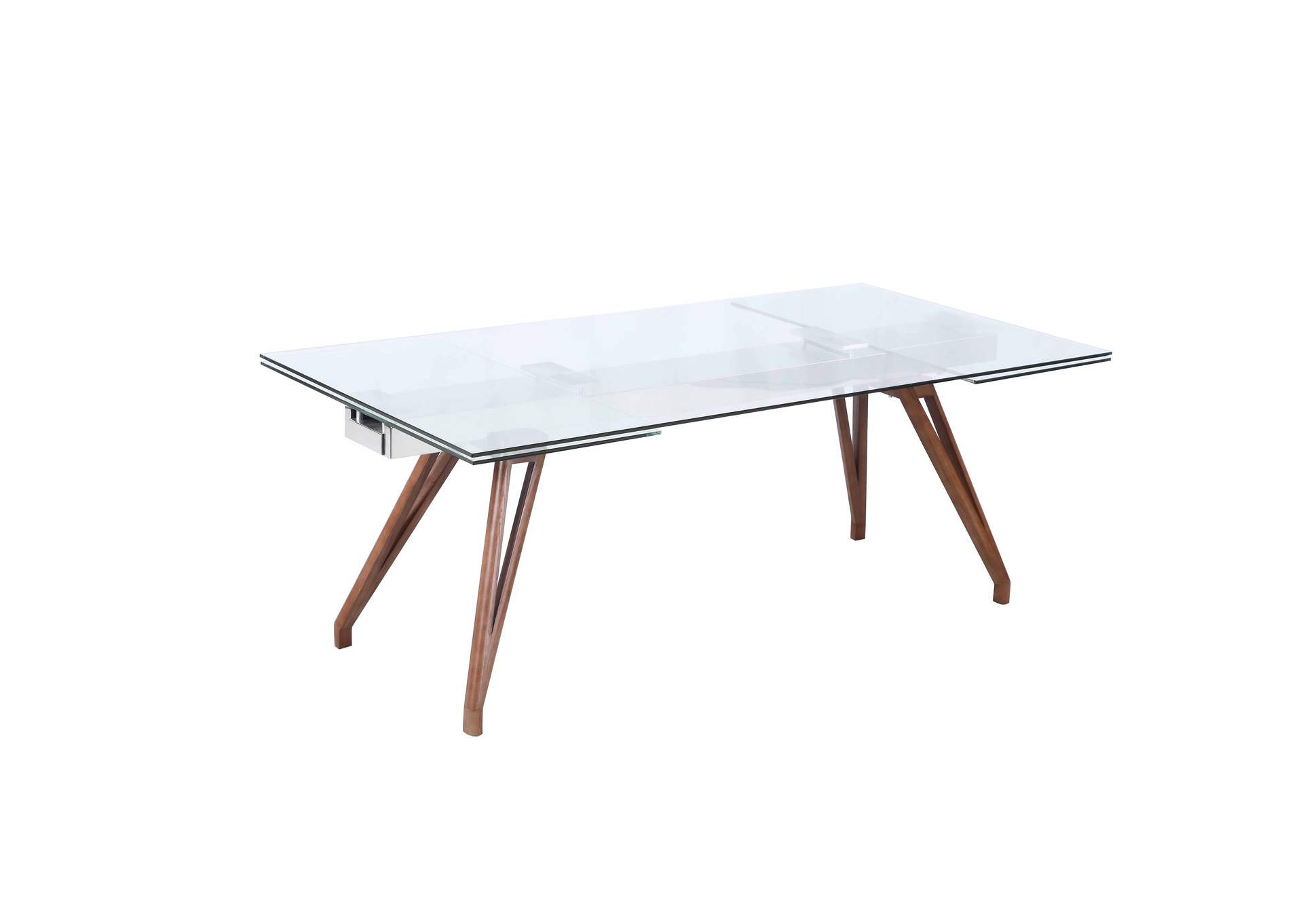 Modern Walnut Dining Set With Extendable Table & 4 Side Chairs image 7
