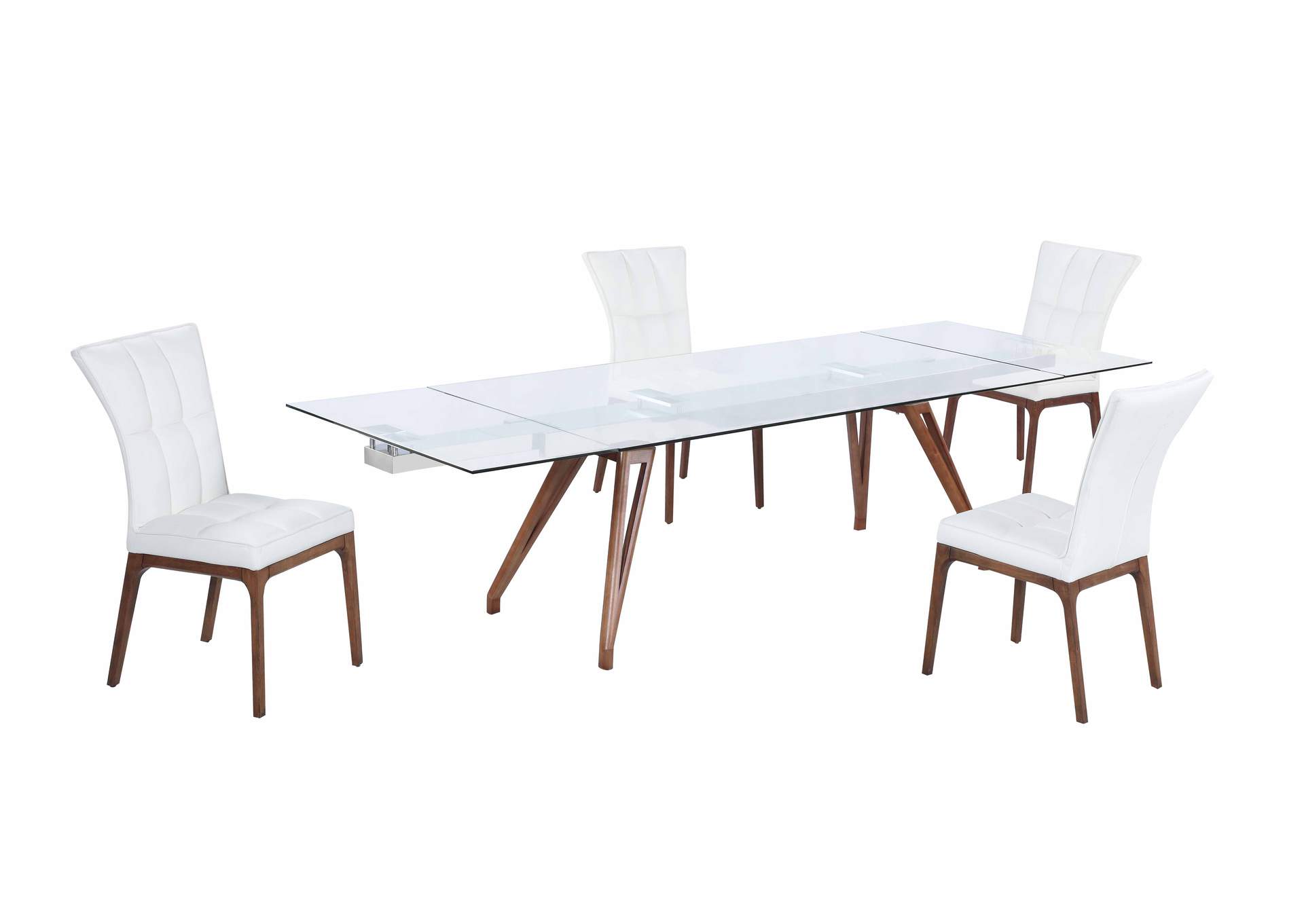 Modern Walnut Dining Set With Extendable Table & 4 Side Chairs image 4