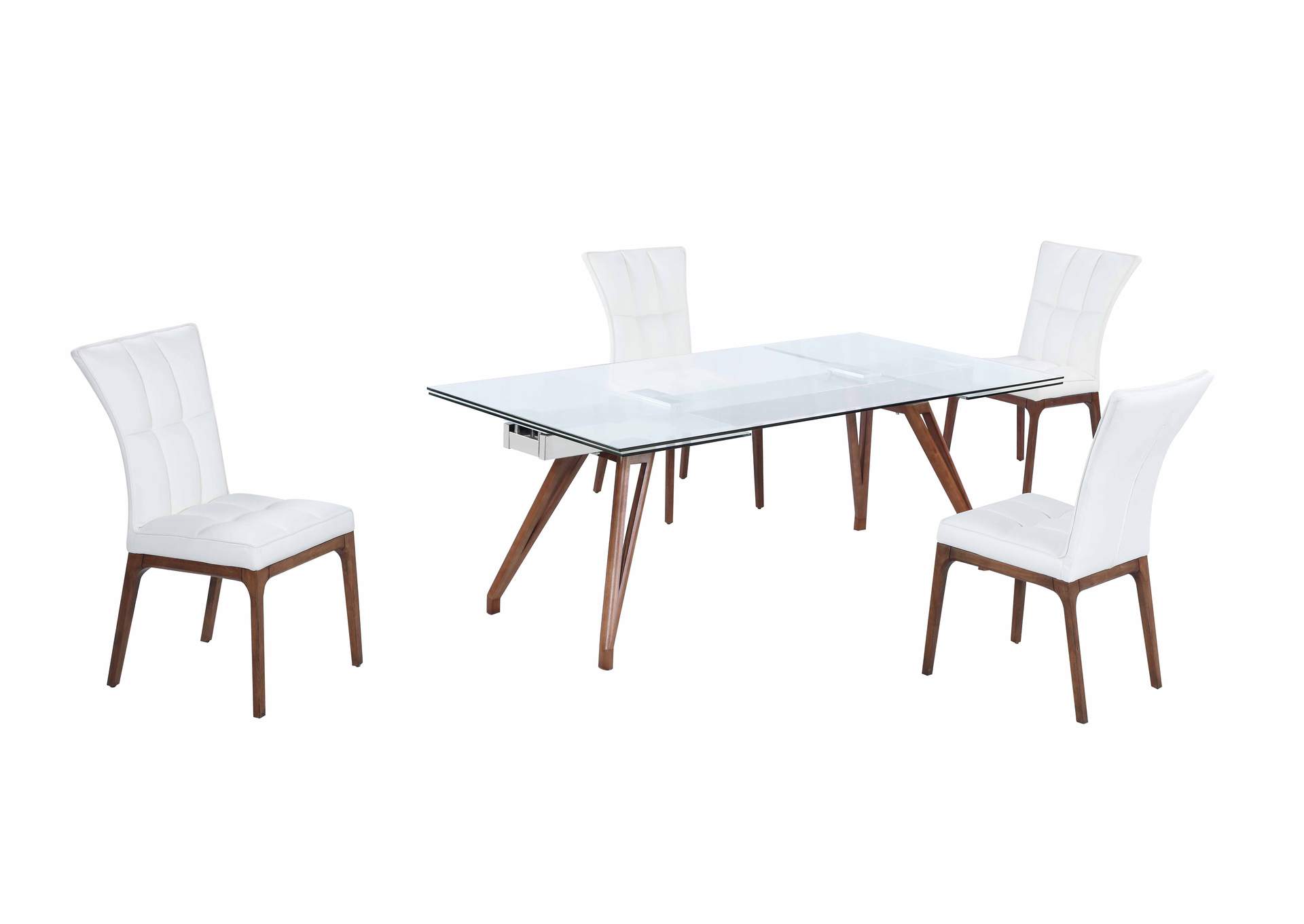 Modern Walnut Dining Set With Extendable Table & 4 Side Chairs image 5