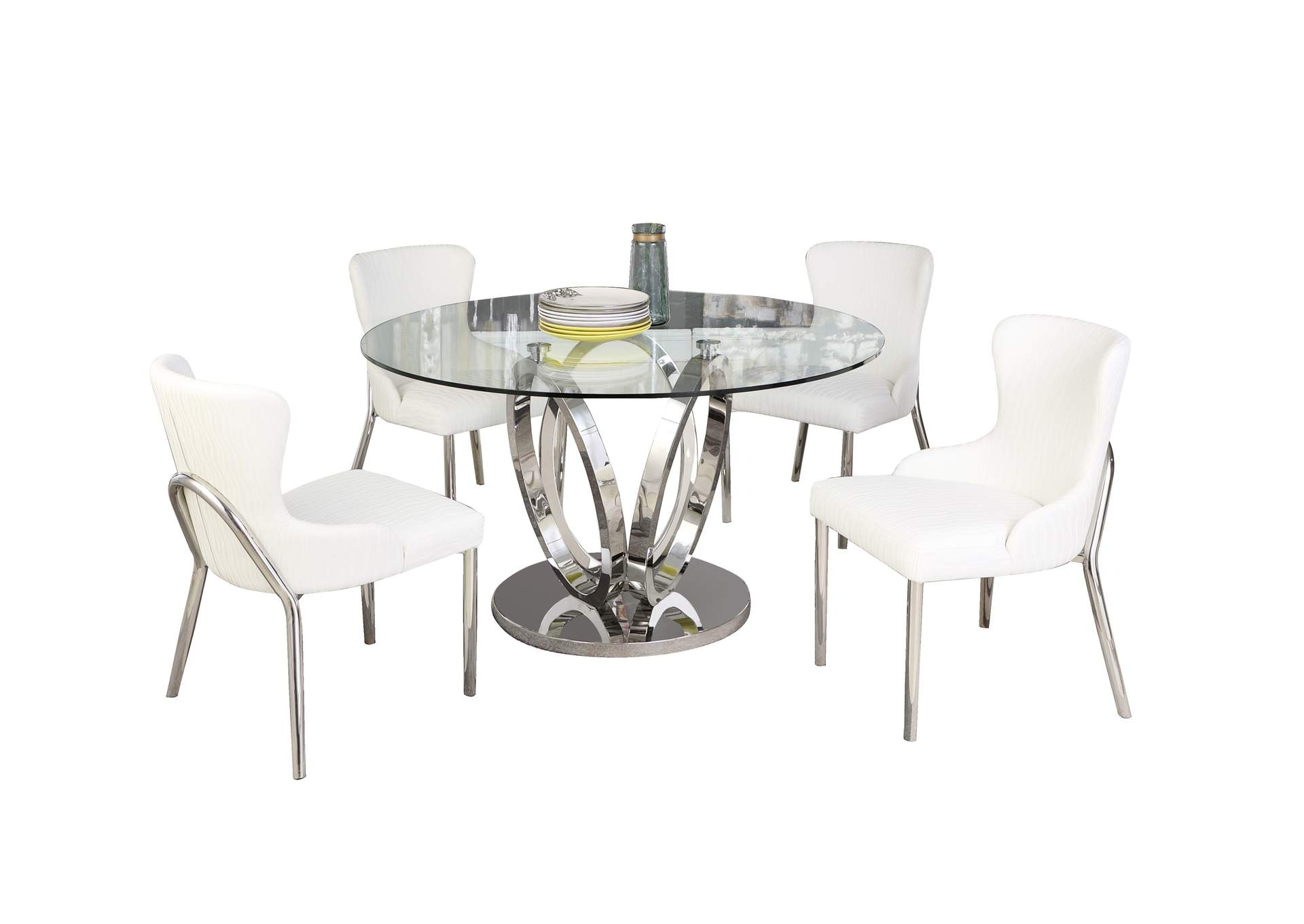 Contemporary Dining Room Set With Glass Top Table & 4 Chairs image 3