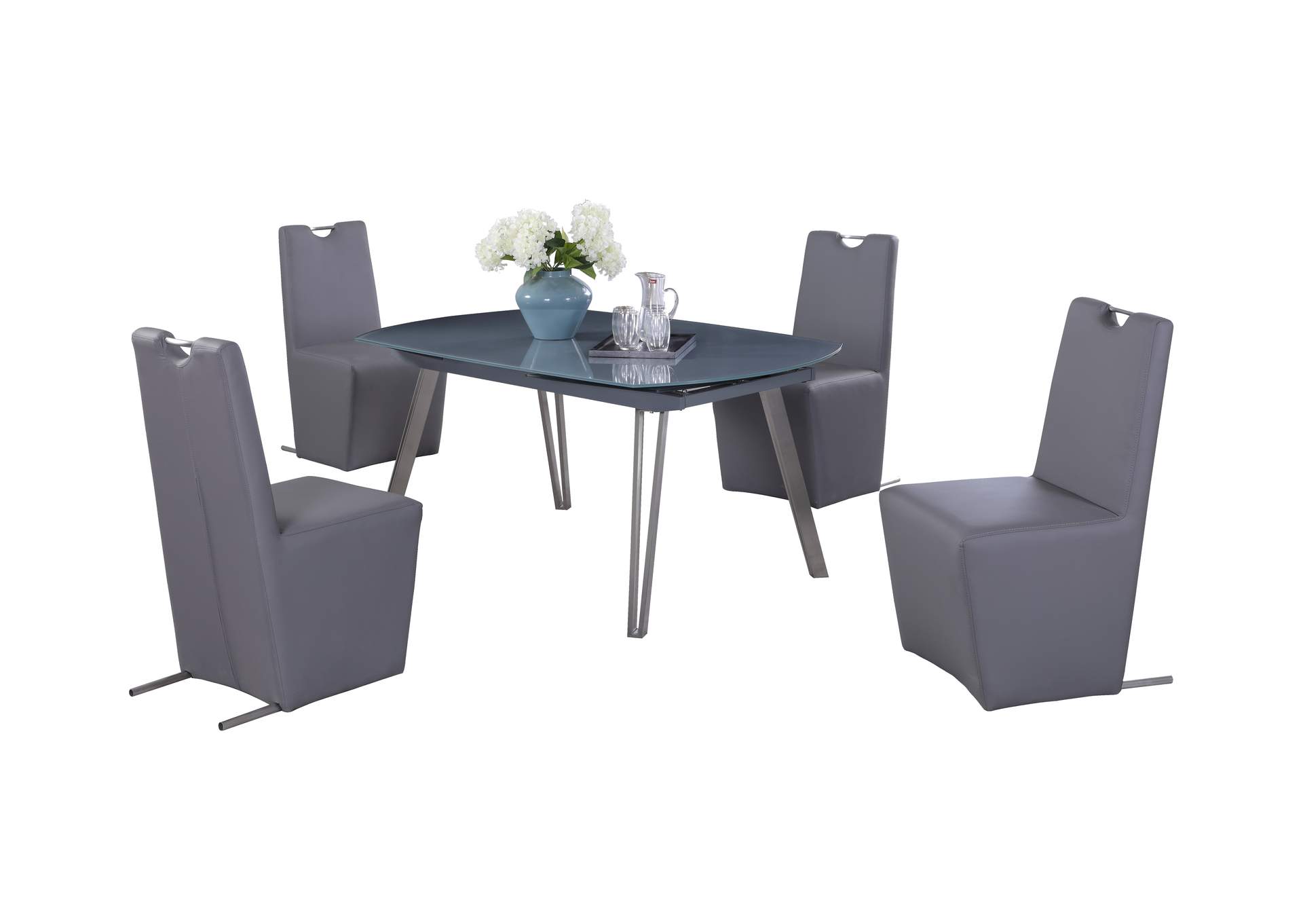 Contemporary Dining Set With Motion-Extendable Table & 4 Chairs image 3