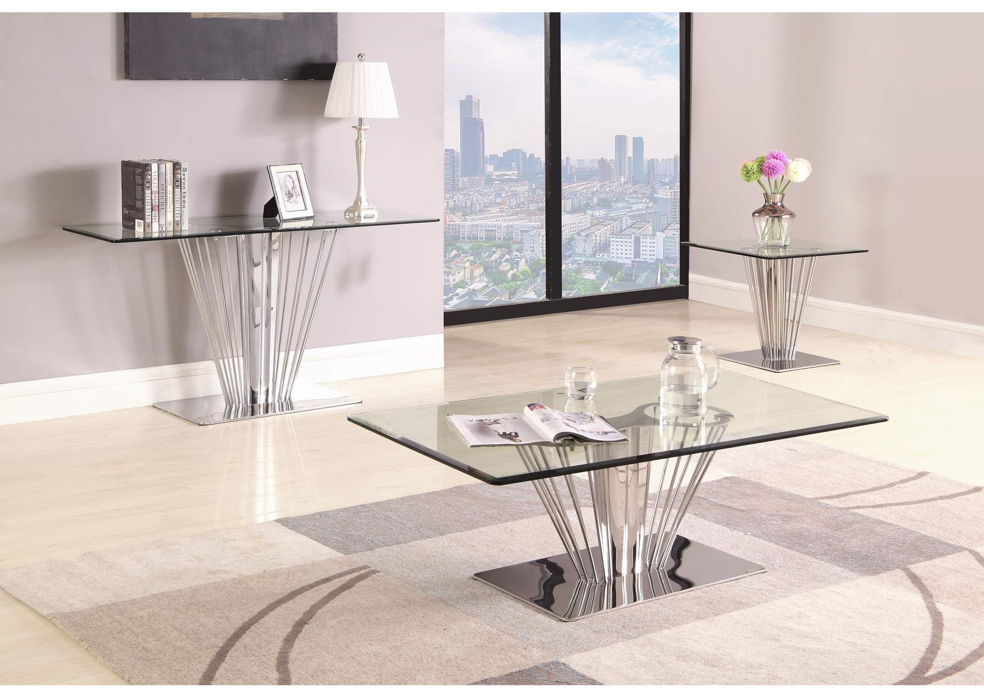 Contemporary Glass Sofa Table image 1