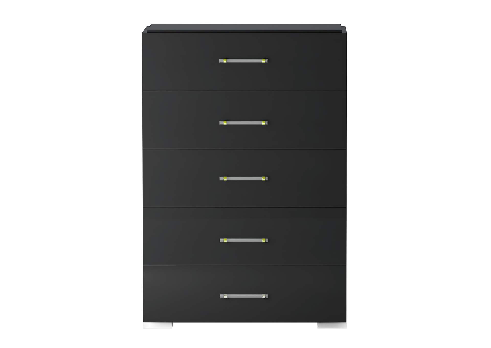Modern 5-Drawer Gloss Black Bedroom Chest image 3