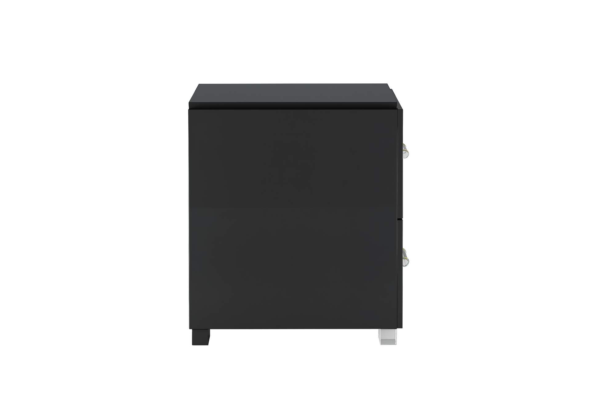 Modern 2-Drawer Gloss Black Night Stand image 4