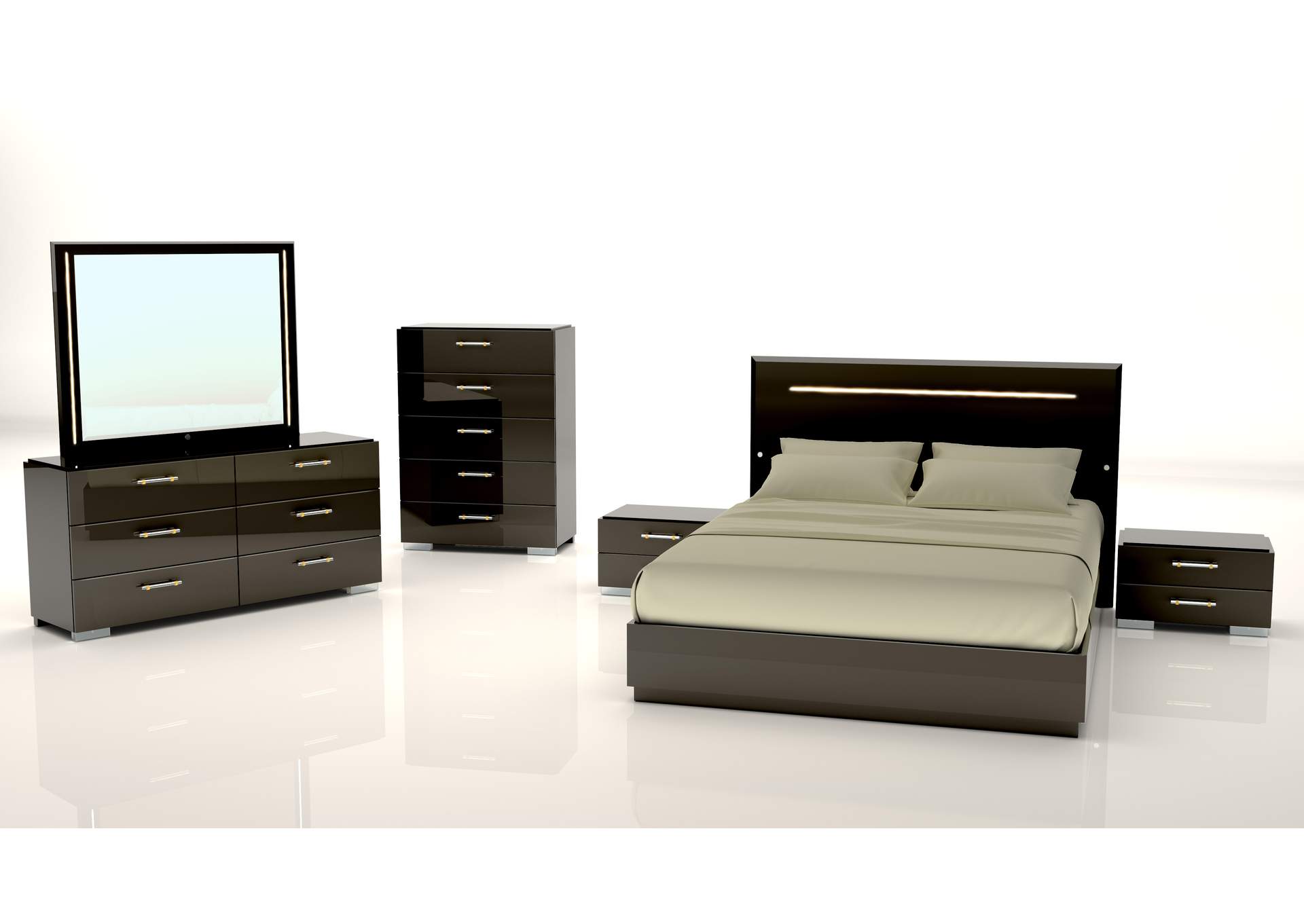 Modern 6-Drawer Gloss Black Bedroom Chest image 5