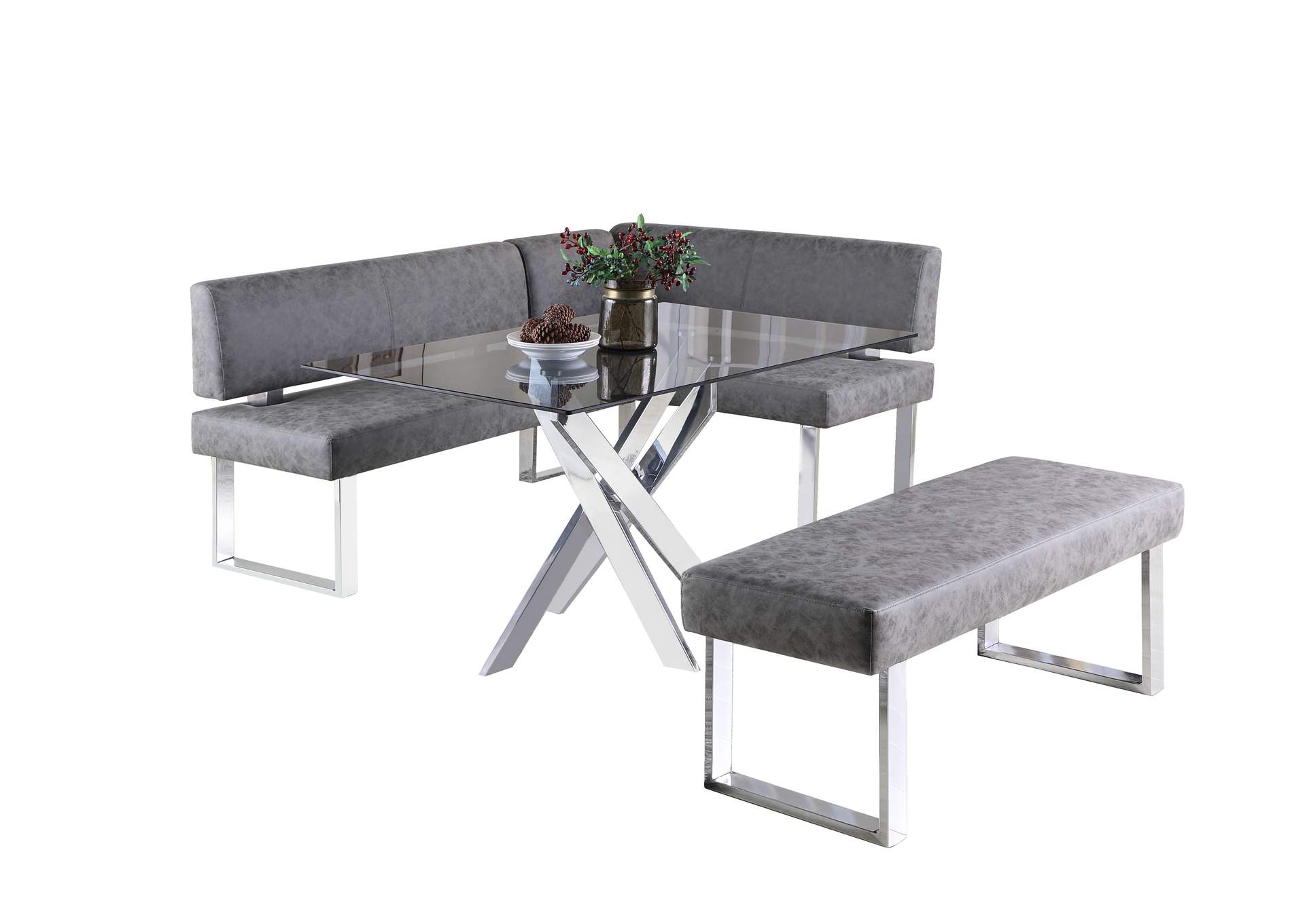 Modern Gray Reversible Upholstered Nook image 10