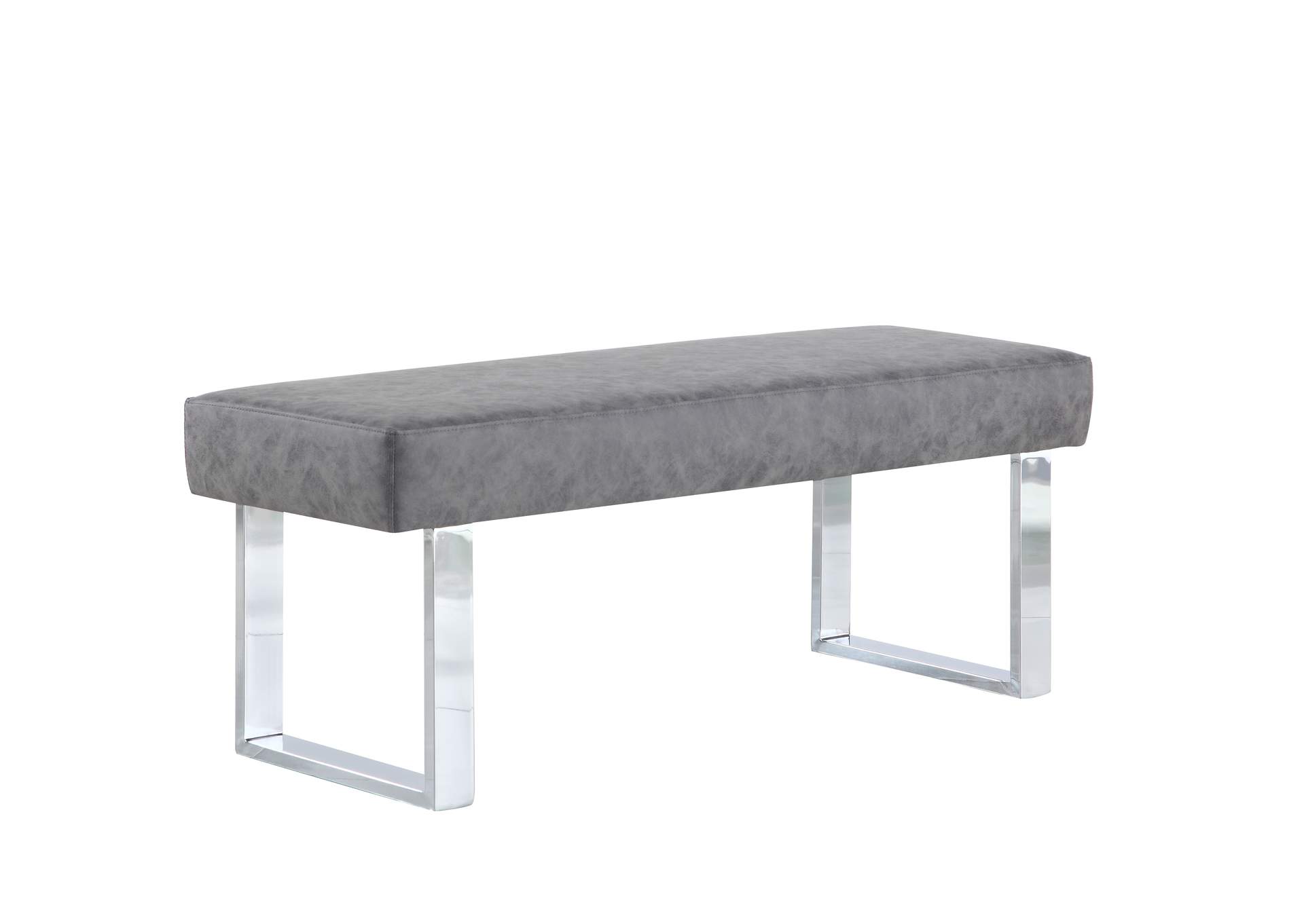 Modern Gray Upholstered Bench image 3