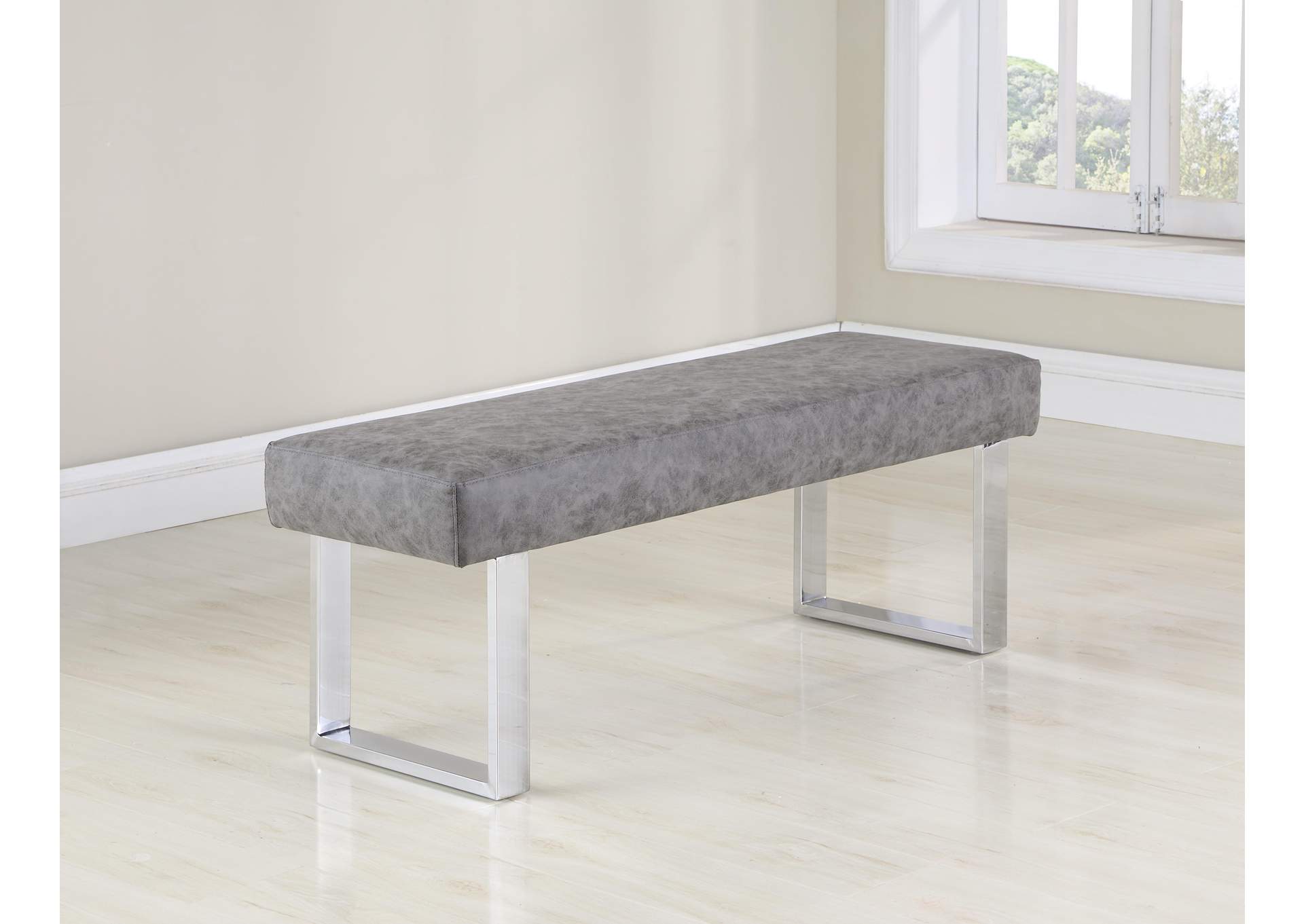 Modern Gray Upholstered Bench image 6