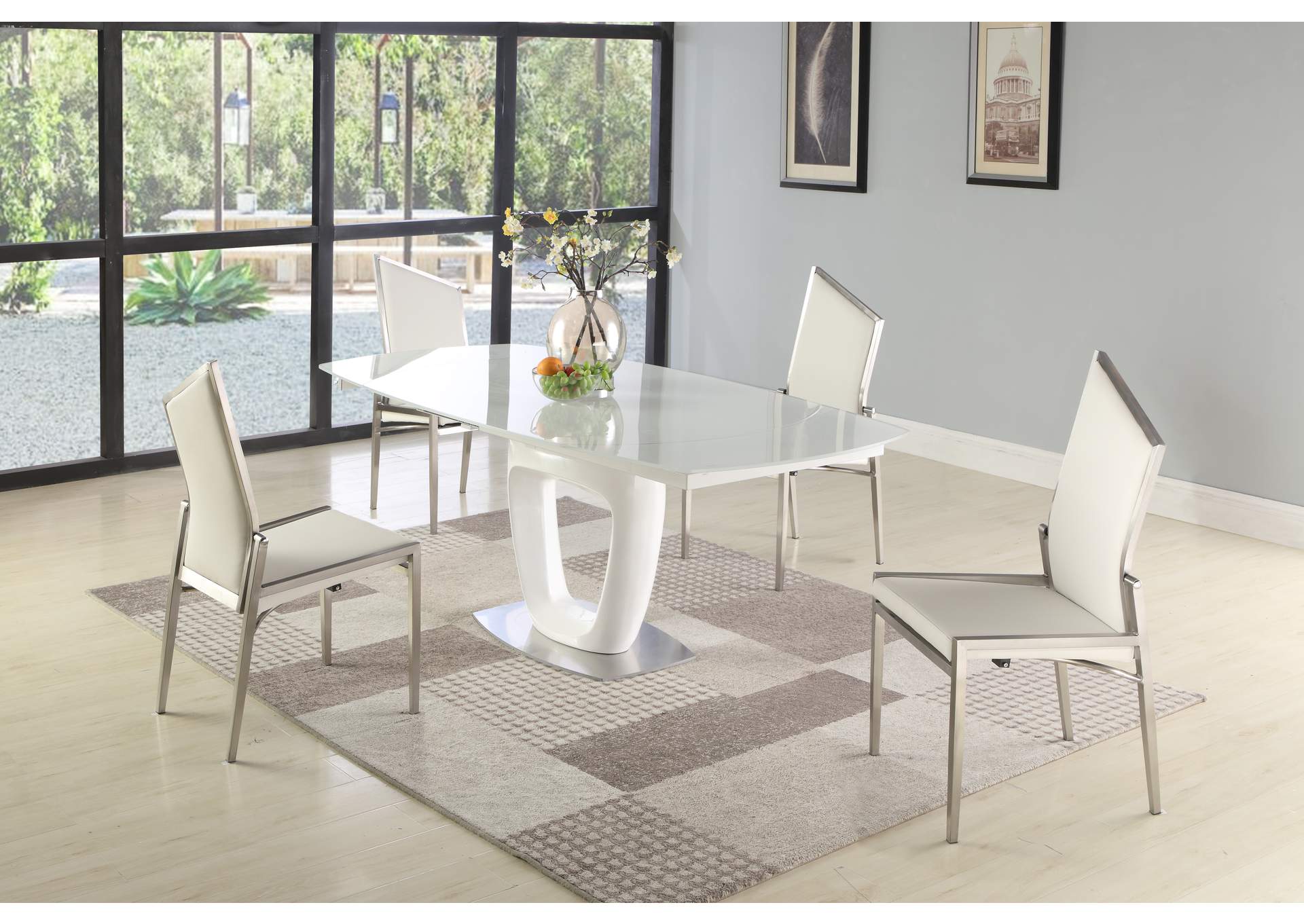 Contemporary Dining Set With Extendable Starphire Glass Table & 4 Motion-Back Side Chairs image 3