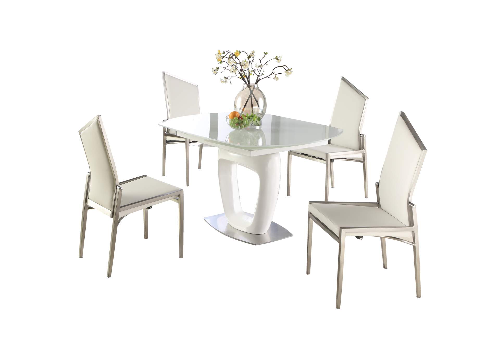 Contemporary Dining Set With Extendable Starphire Glass Table & 4 Motion-Back Side Chairs image 4