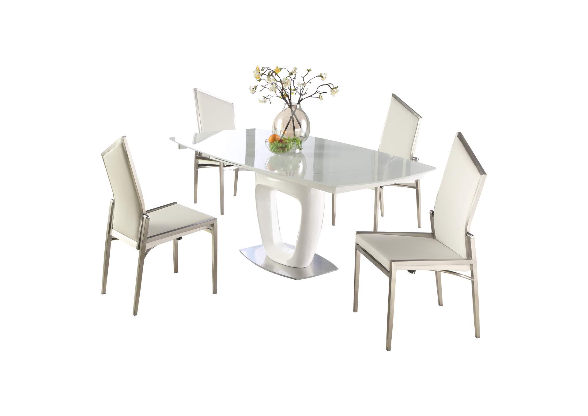 Contemporary Dining Set With Extendable Starphire Glass Table & 4 Motion-Back Side Chairs image 5
