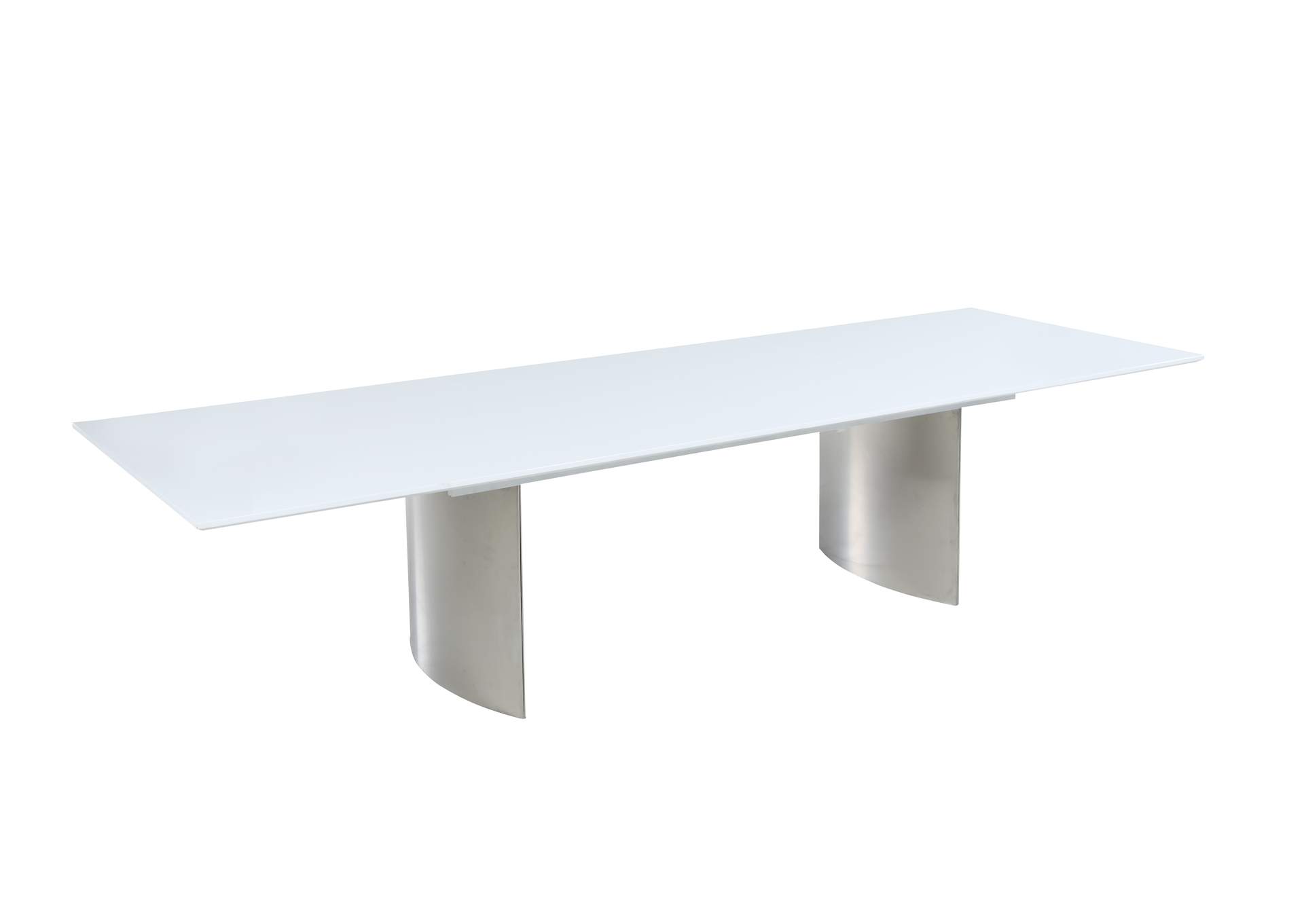 Contemporary White Gloss & Steel Dining Table image 3