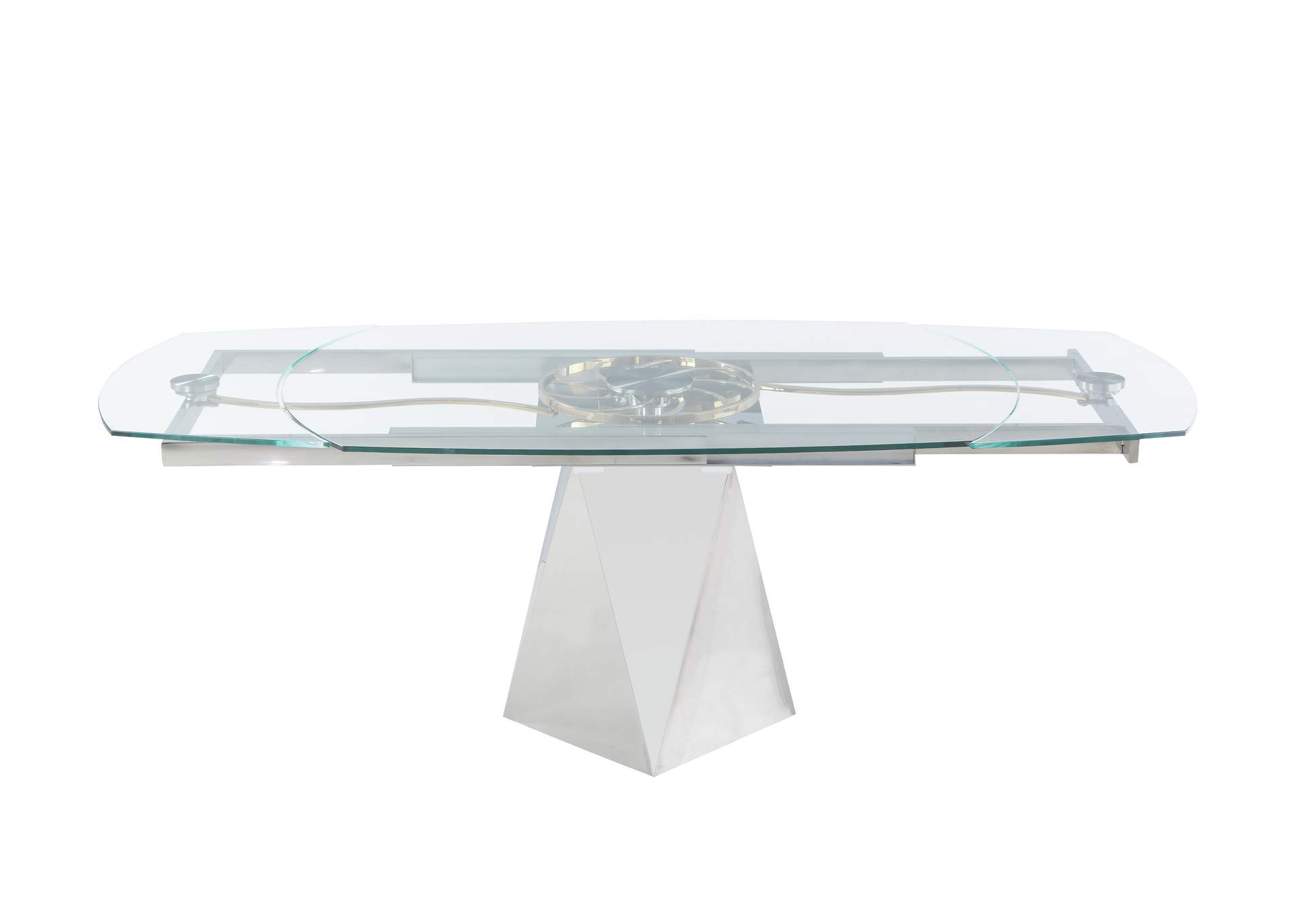 Contemporary Motion-Extendable Glass Dining Set With 4 Chairs image 9