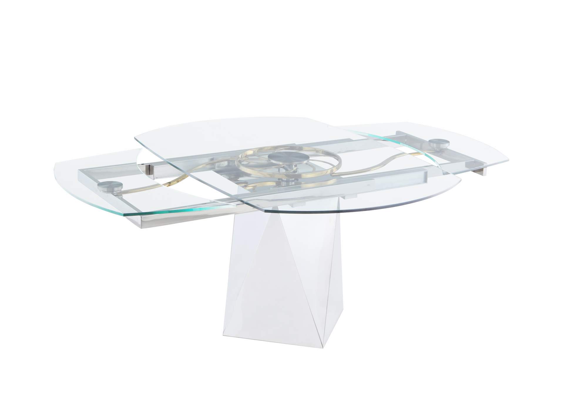 Contemporary Motion-Extendable Glass Dining Set With 4 Chairs image 8