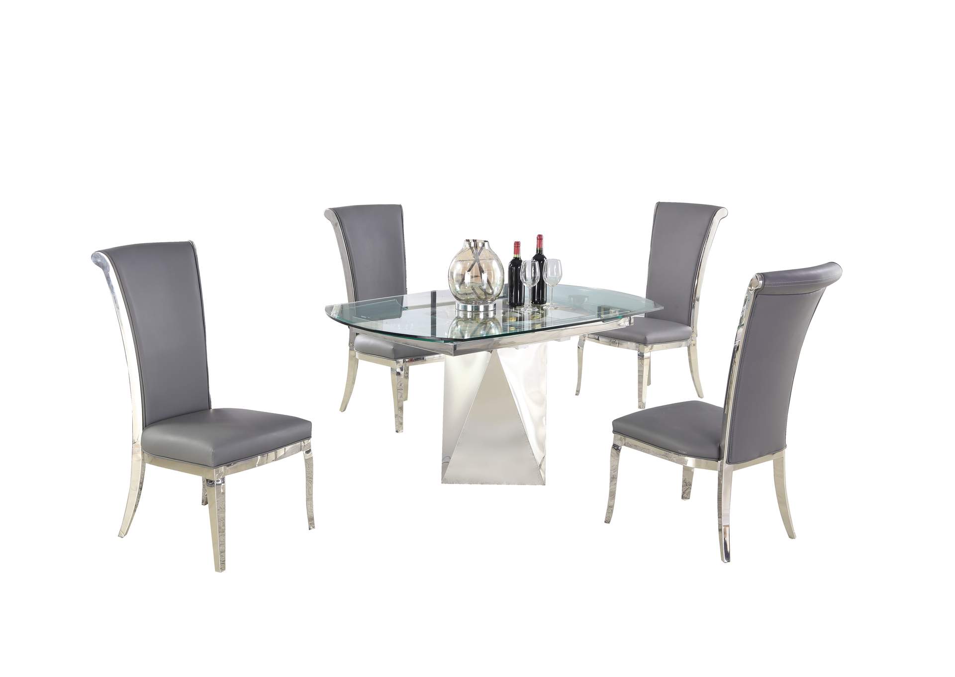 Contemporary Motion-Extendable Glass Dining Set With 4 Chairs image 4