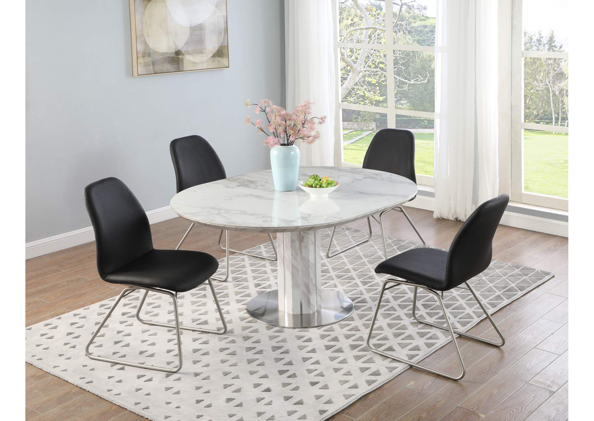 Dining Set With Butterfly-Extendable Marbleized Table & 4 Rocking Chairs image 3