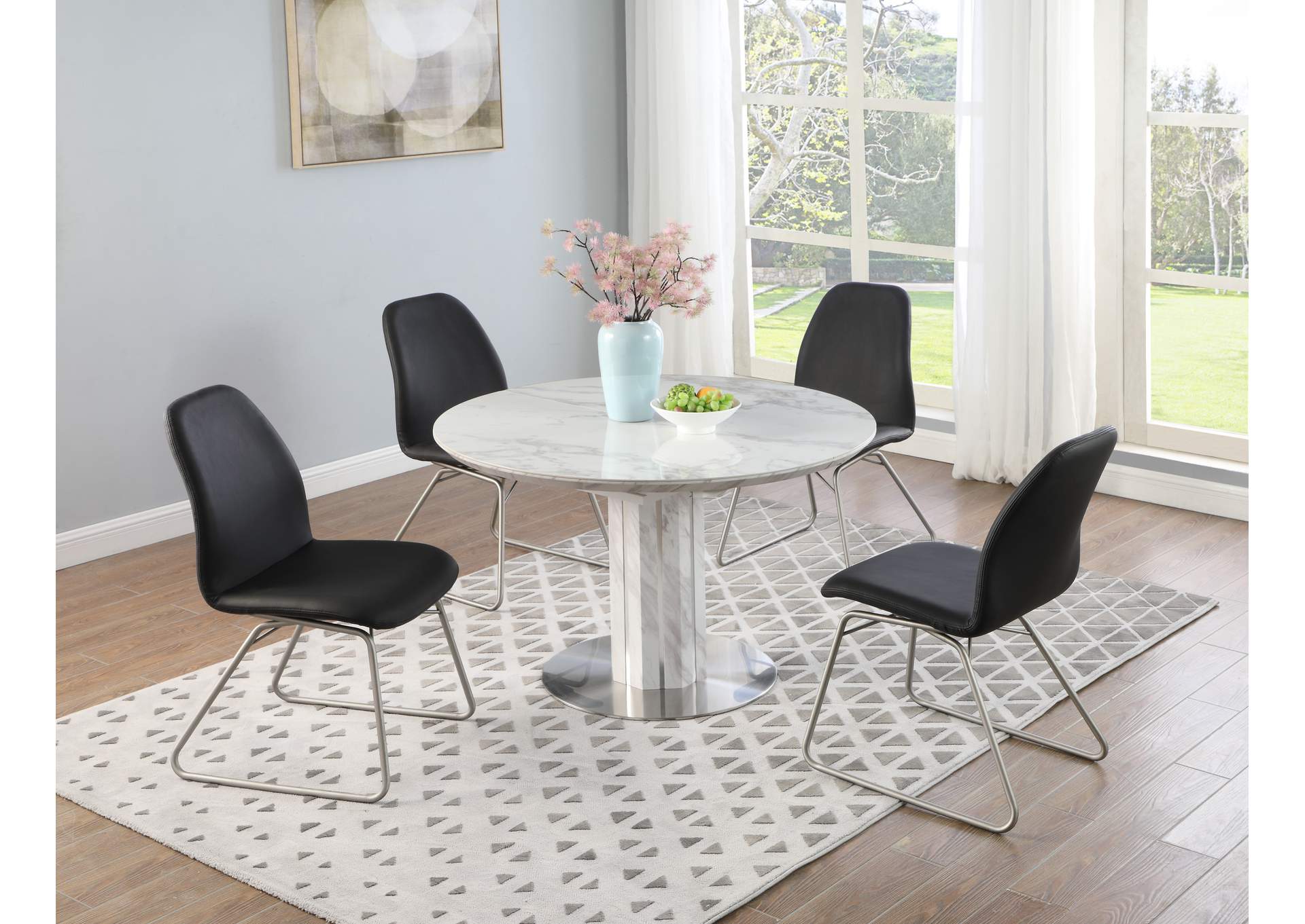 Dining Set With Butterfly-Extendable Marbleized Table & 4 Rocking Chairs image 1