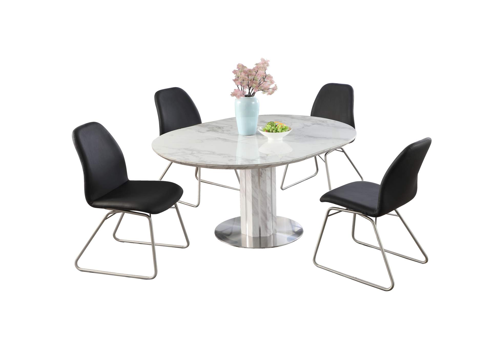 Dining Set With Butterfly-Extendable Marbleized Table & 4 Rocking Chairs image 5