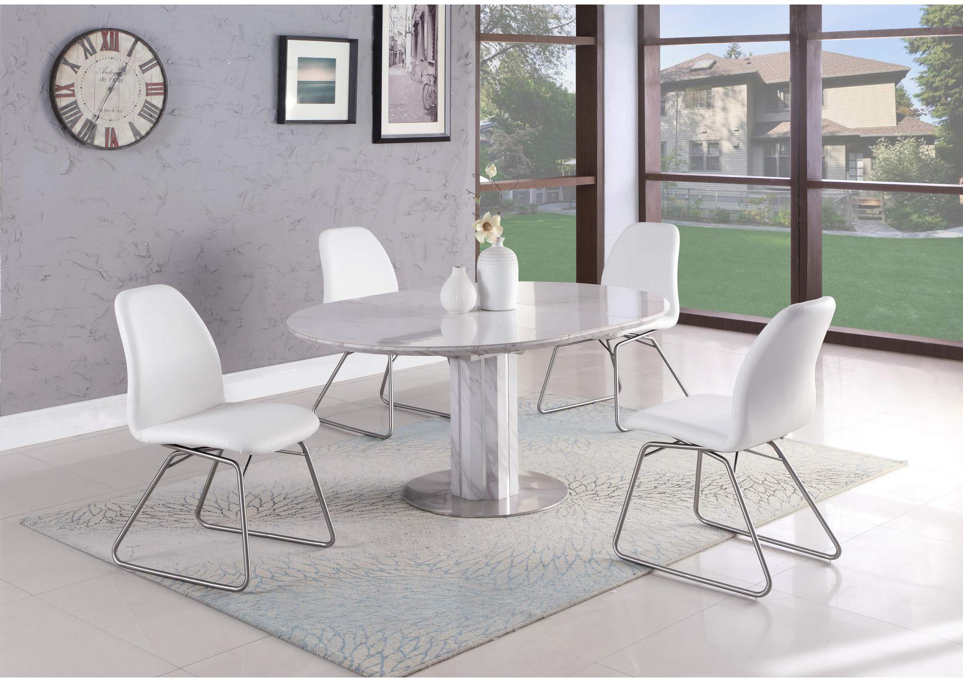 Contemporary Butterfly-Extendable White Top Dining Table image 9