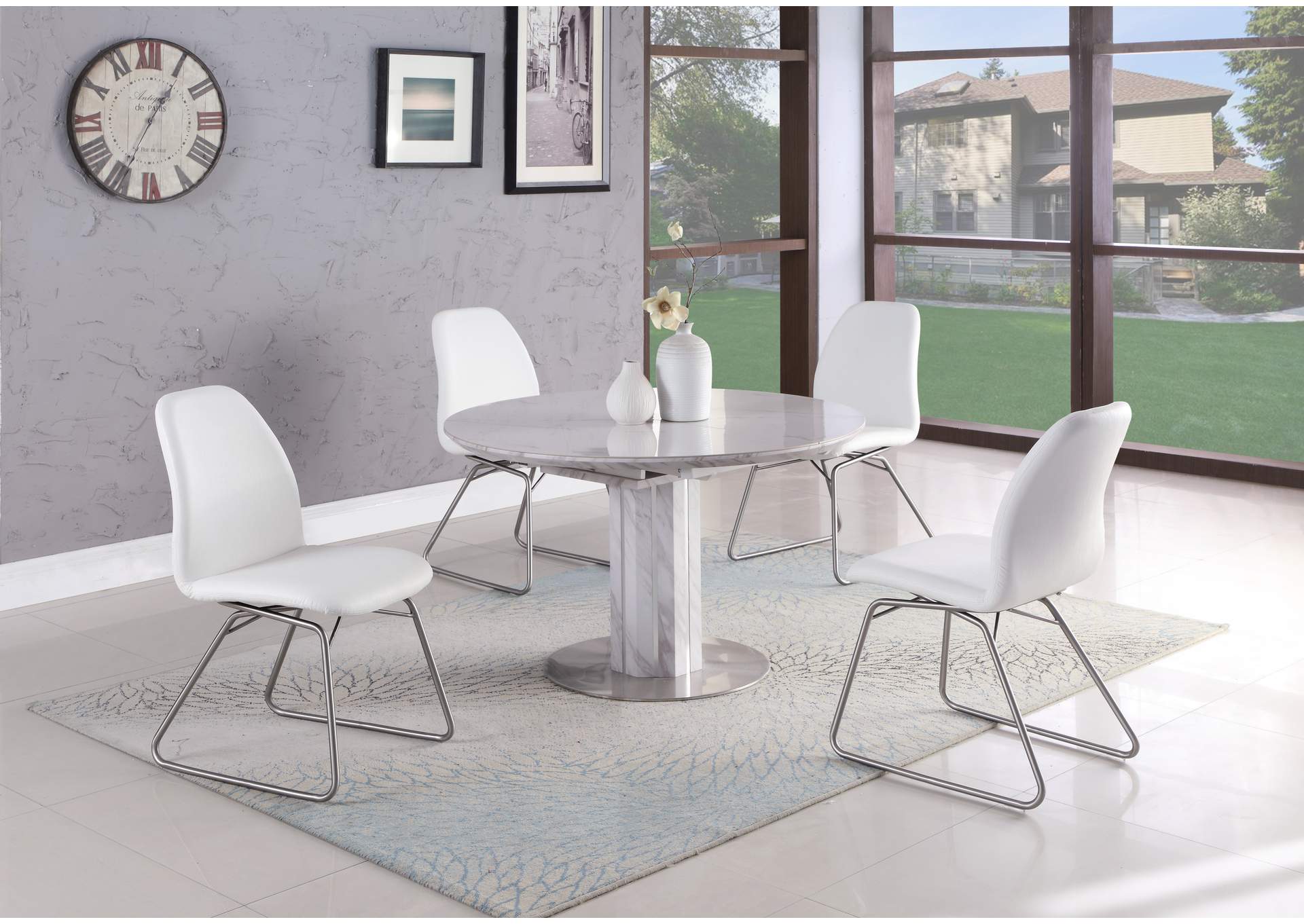 Dining Set With Butterfly-Extendable Marbleized Table & 4 Rocking Chairs image 1