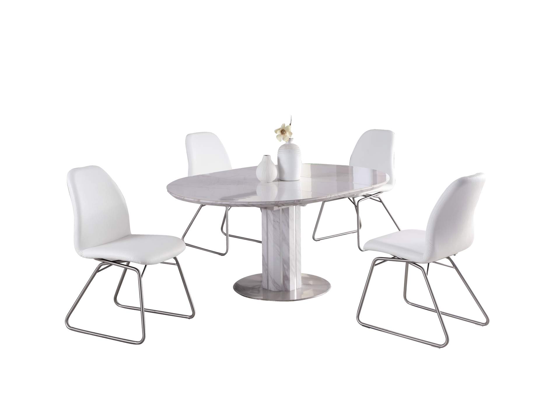 Dining Set With Butterfly-Extendable Marbleized Table & 4 Rocking Chairs image 4