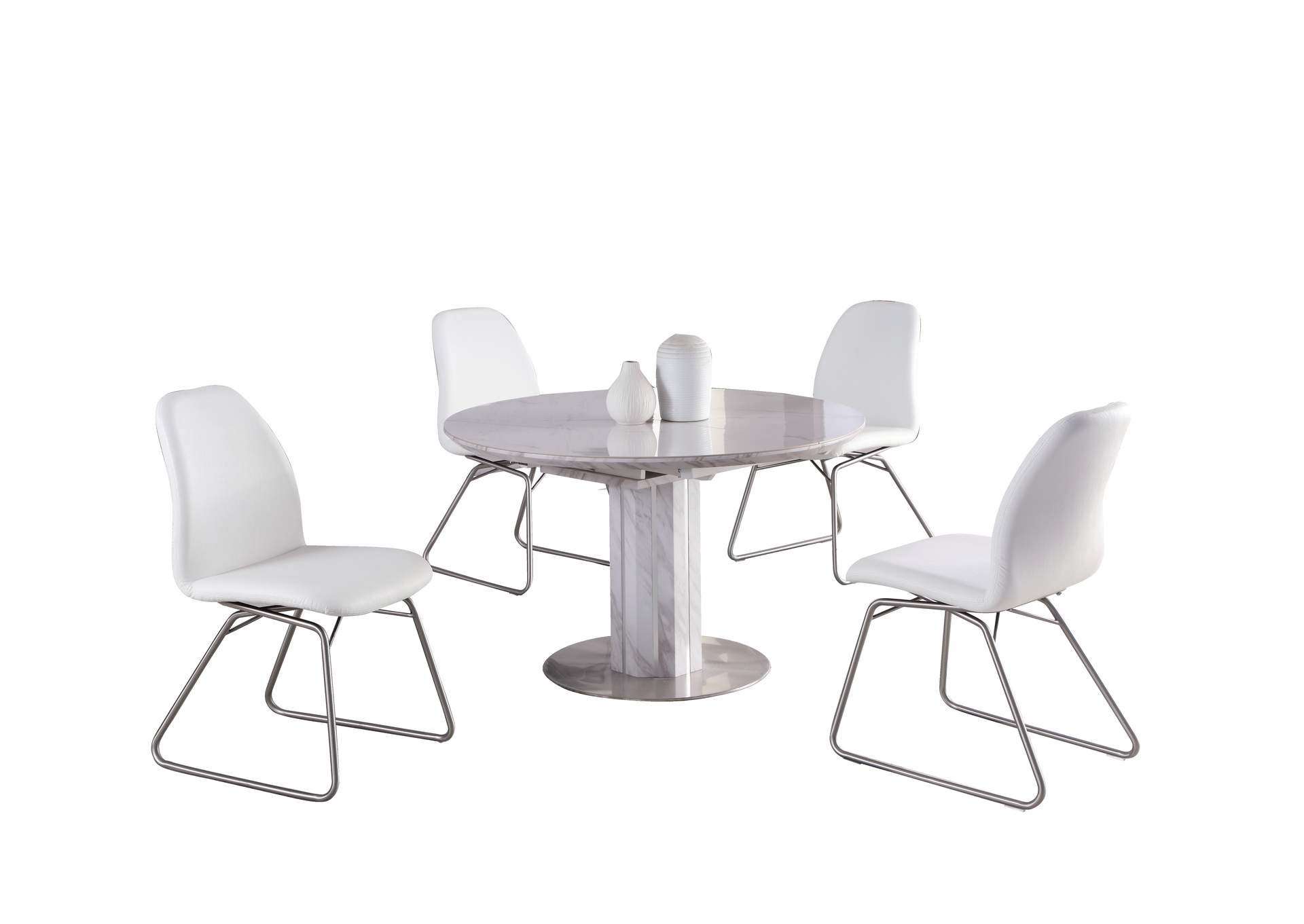Dining Set With Butterfly-Extendable Marbleized Table & 4 Rocking Chairs image 3