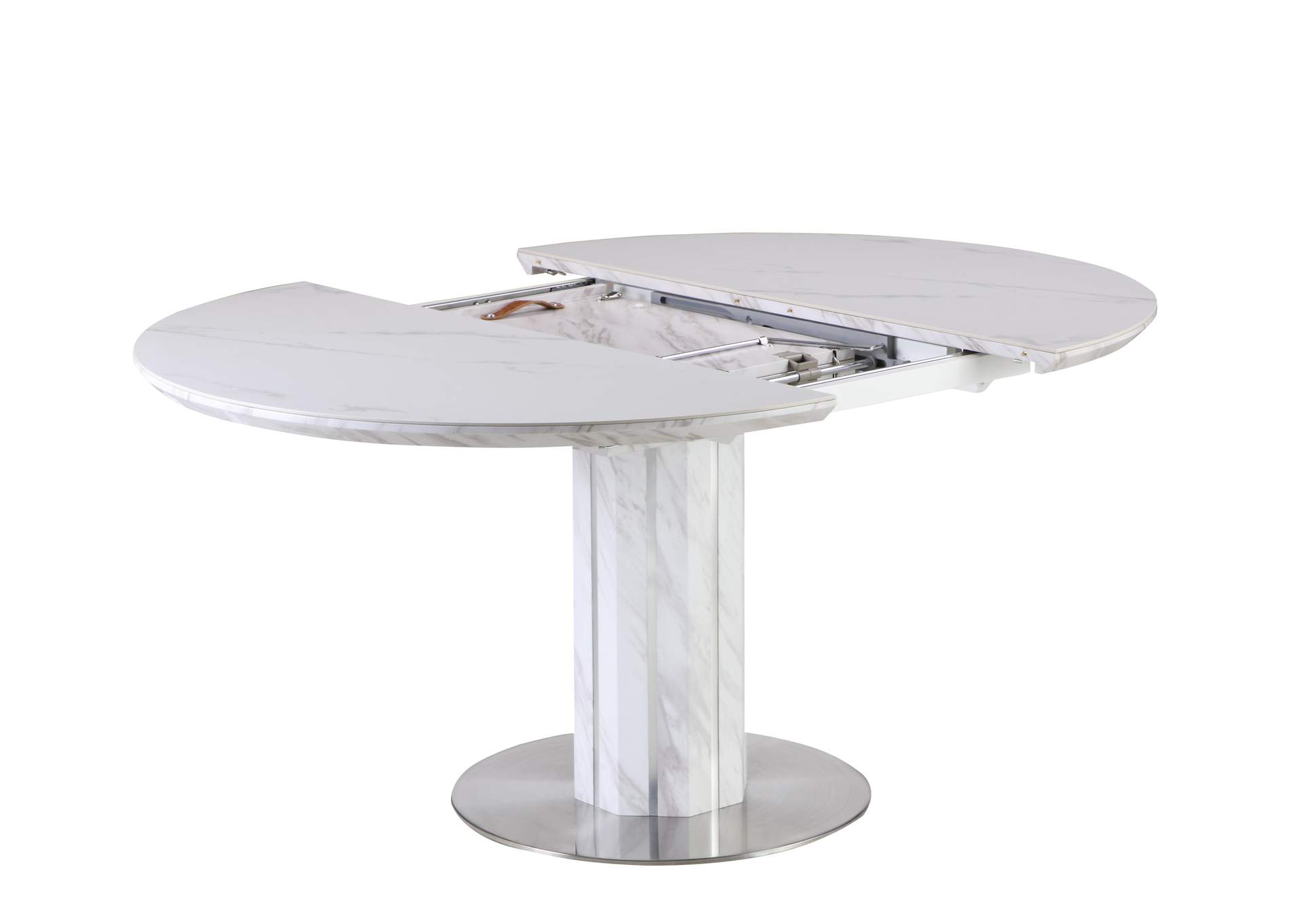 Contemporary Butterfly-Extendable White Top Dining Table image 8