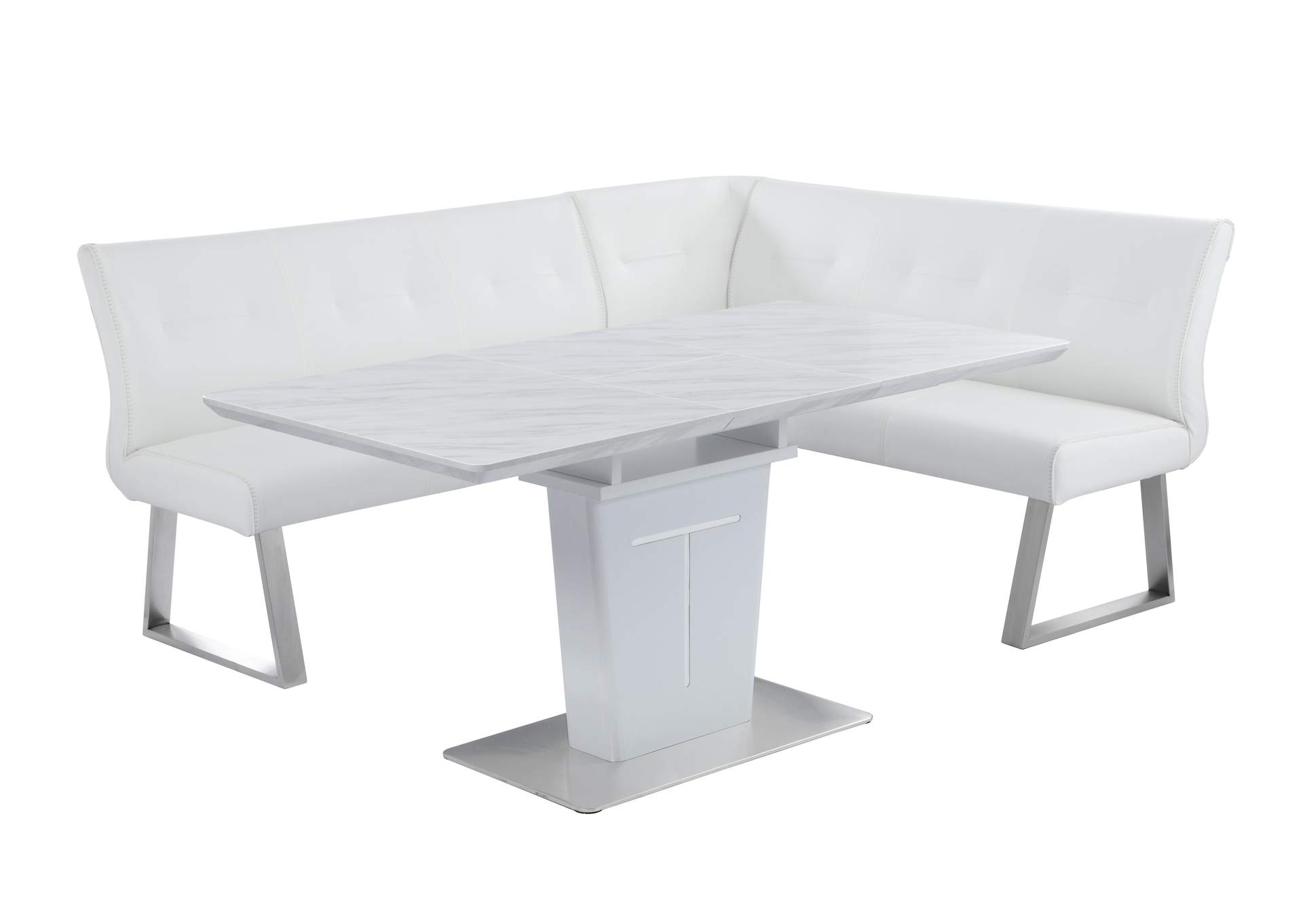 Contemporary Dining Set With Extendable Table & Nook image 1