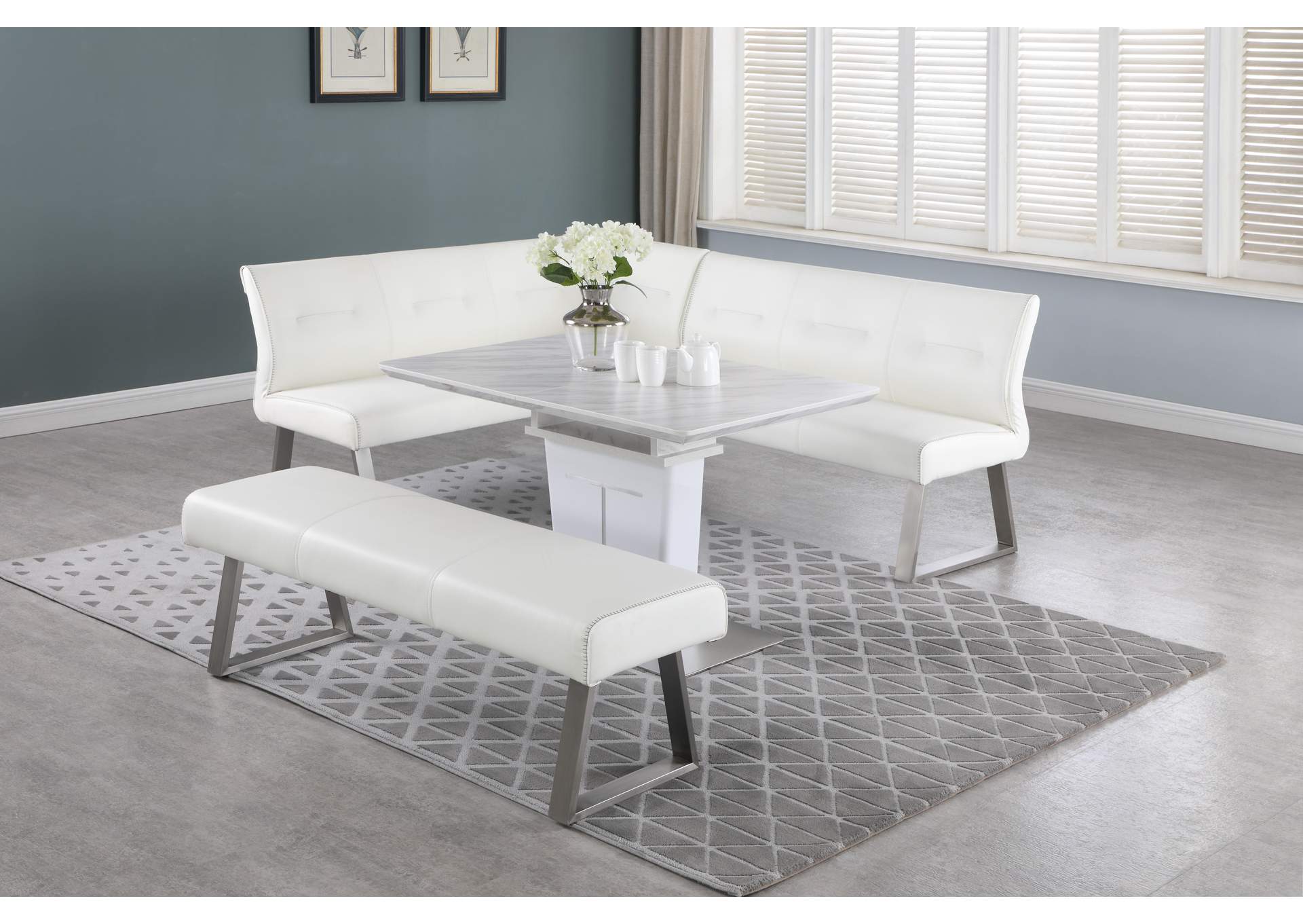Contemporary Dining Set With Extendable Table , Nook & Bench image 3