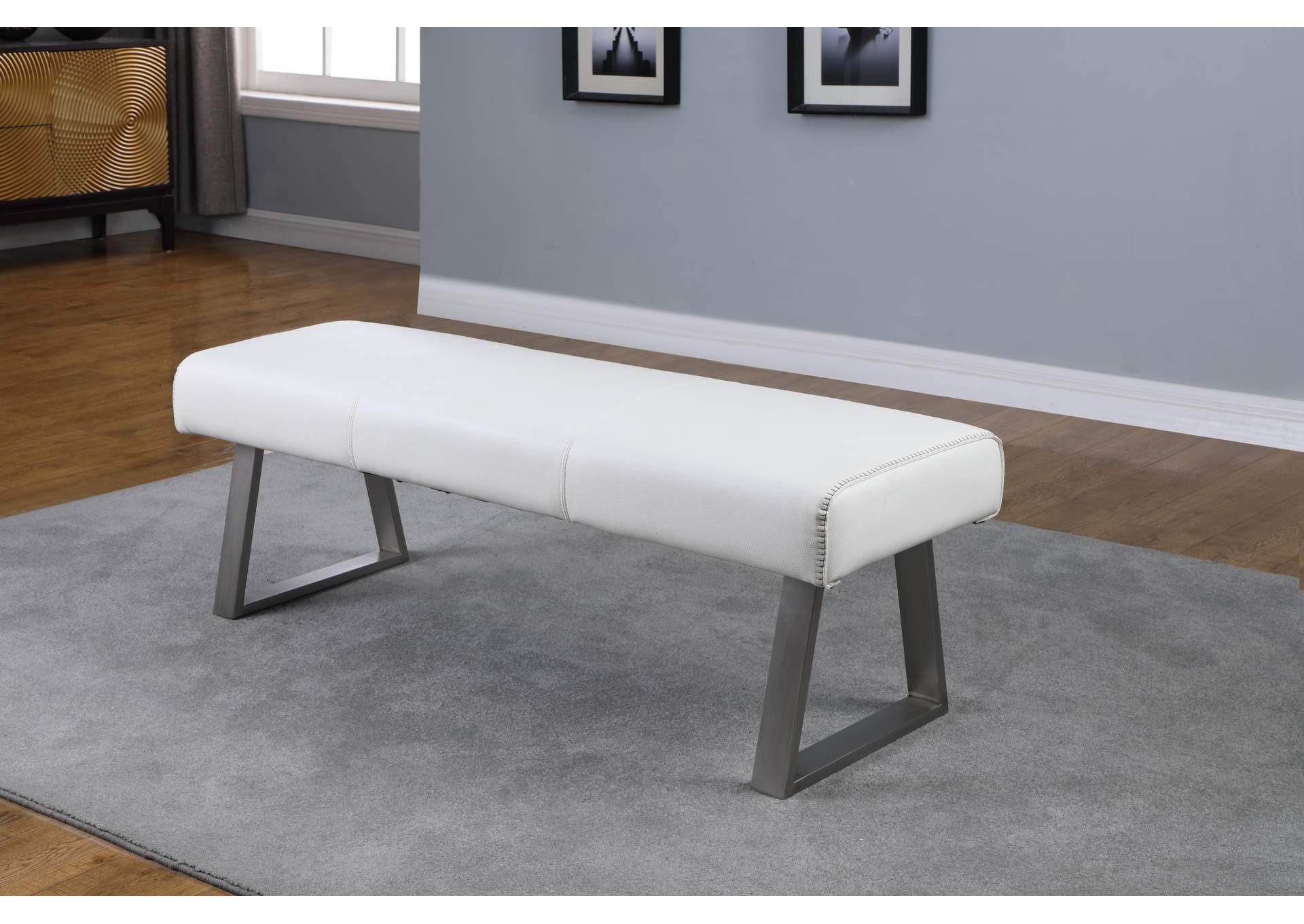 Contemporary Upholstered Bench With Highlight Stitching image 1