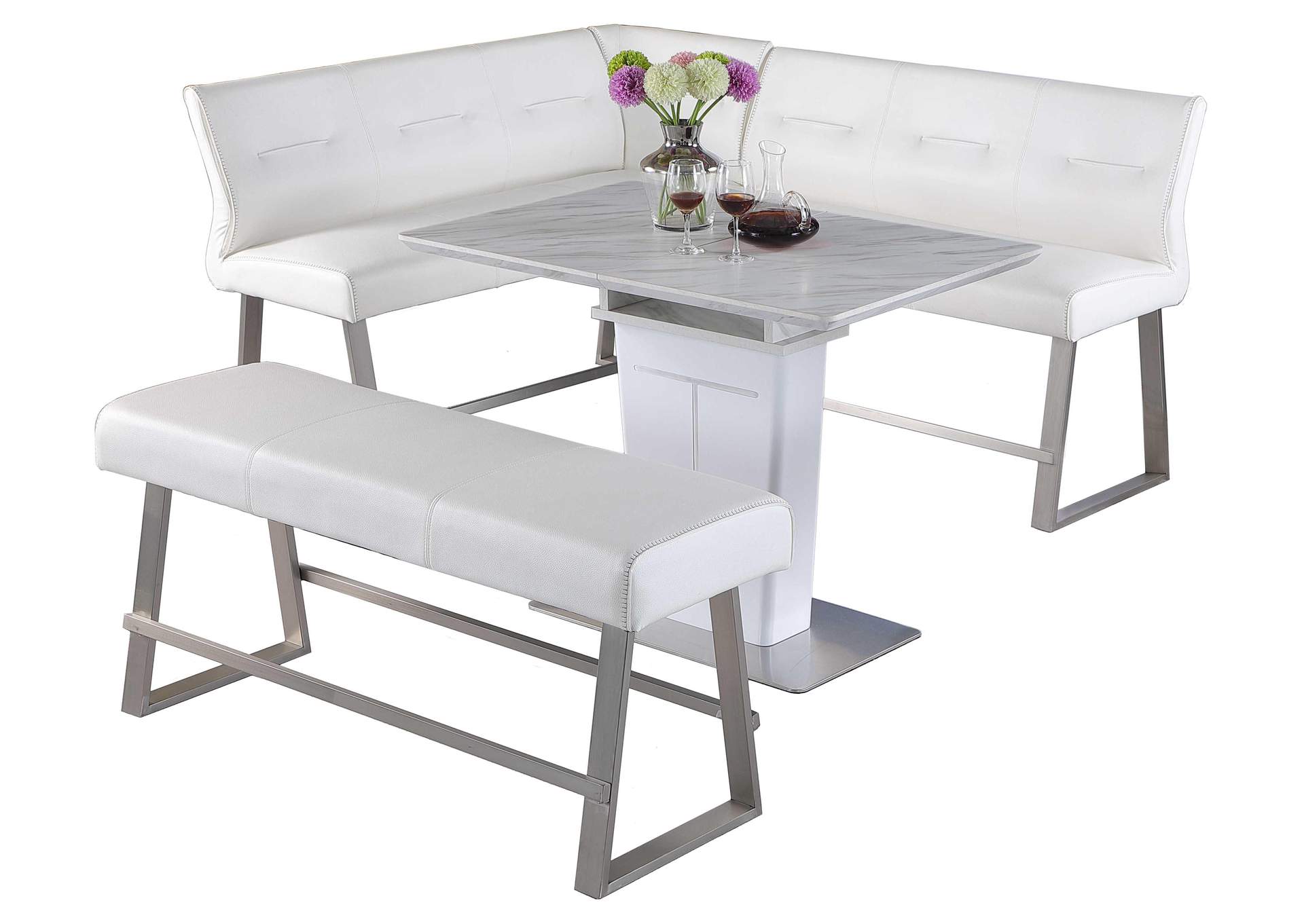 Contemporary Dining Counter Set With Extendable Table , Reversible Nook And Bench image 3