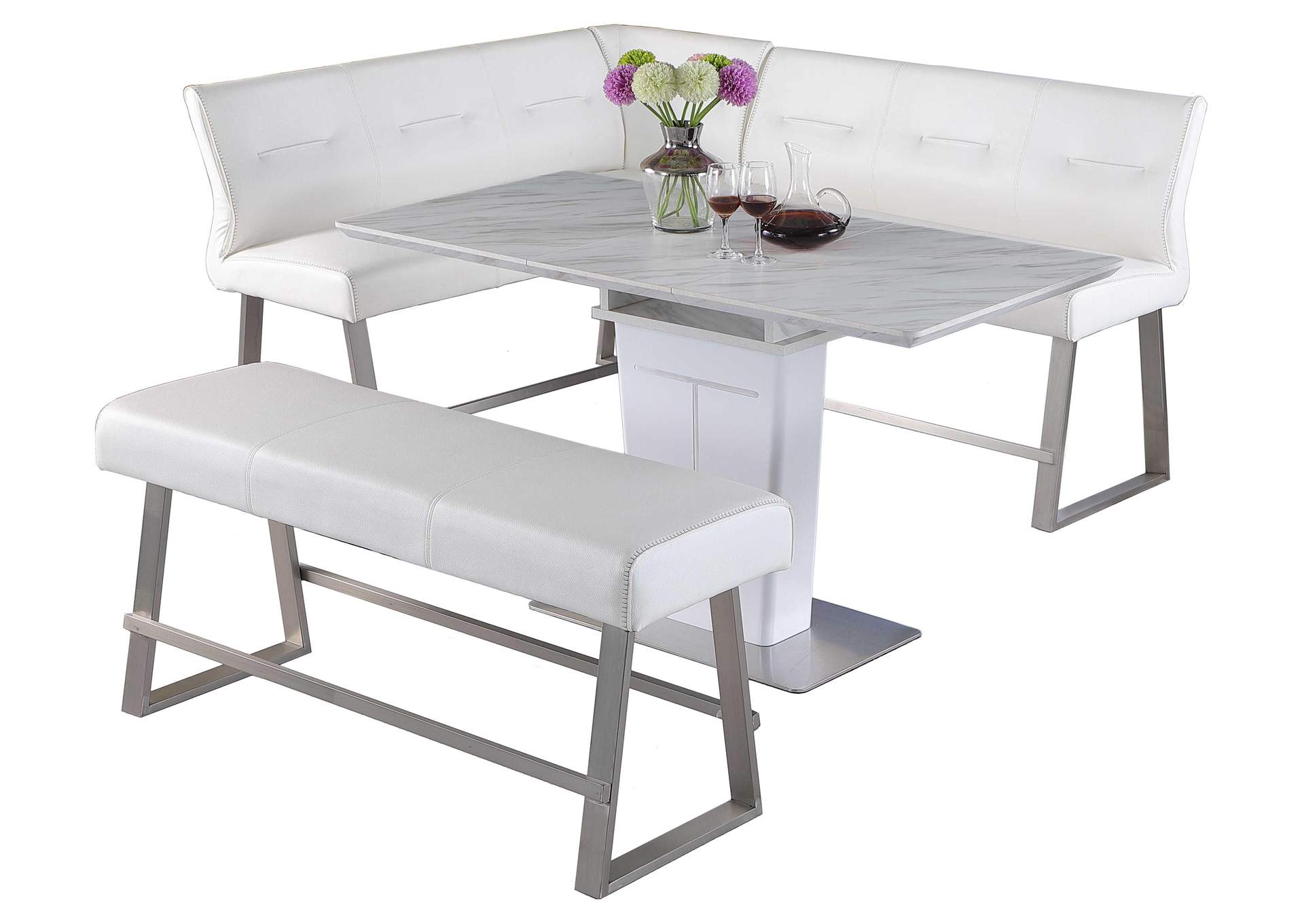 Contemporary Dining Counter Set With Extendable Table , Reversible Nook And Bench image 4