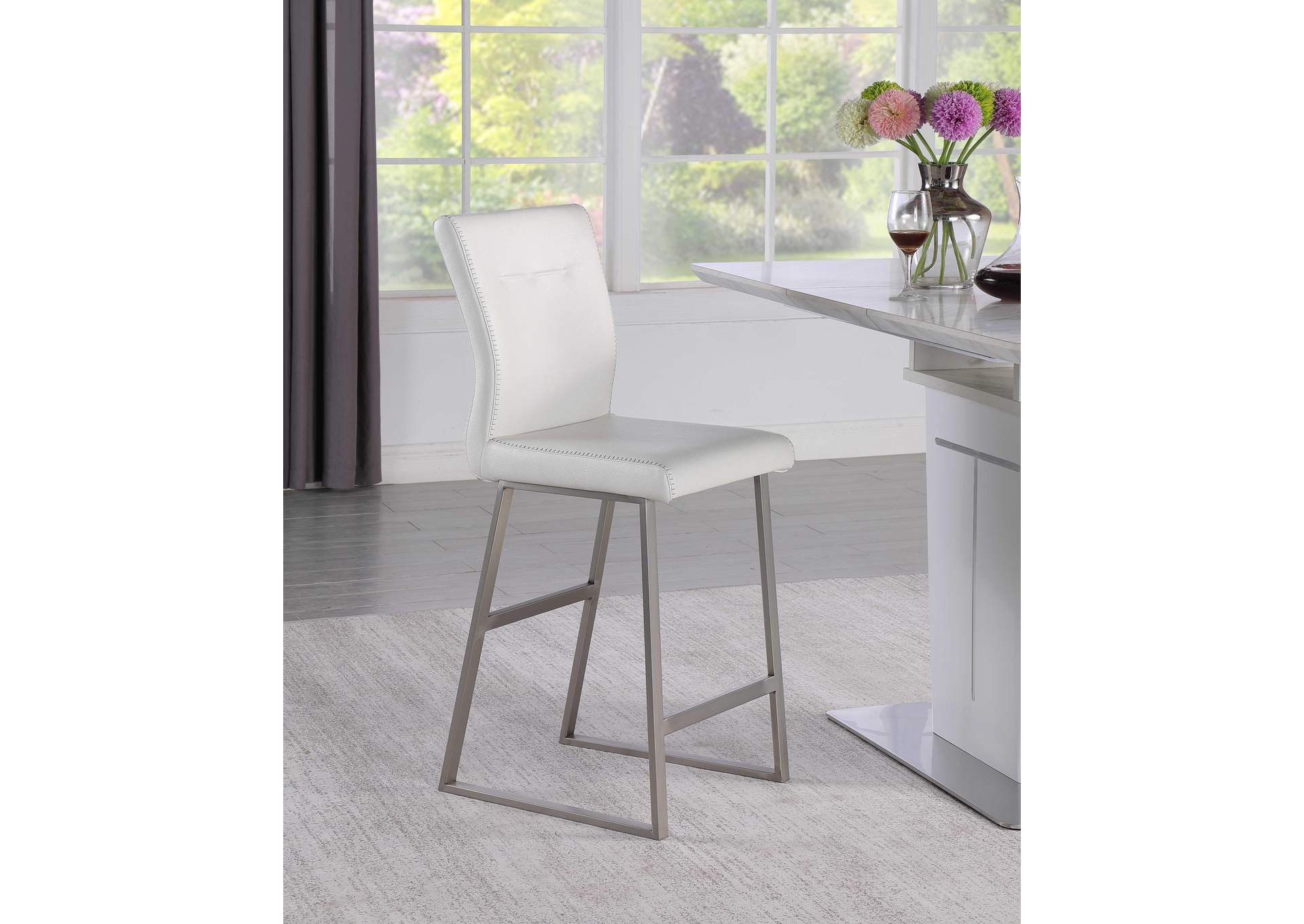 Contemporary Counter Height Stool With Highlight Stitching