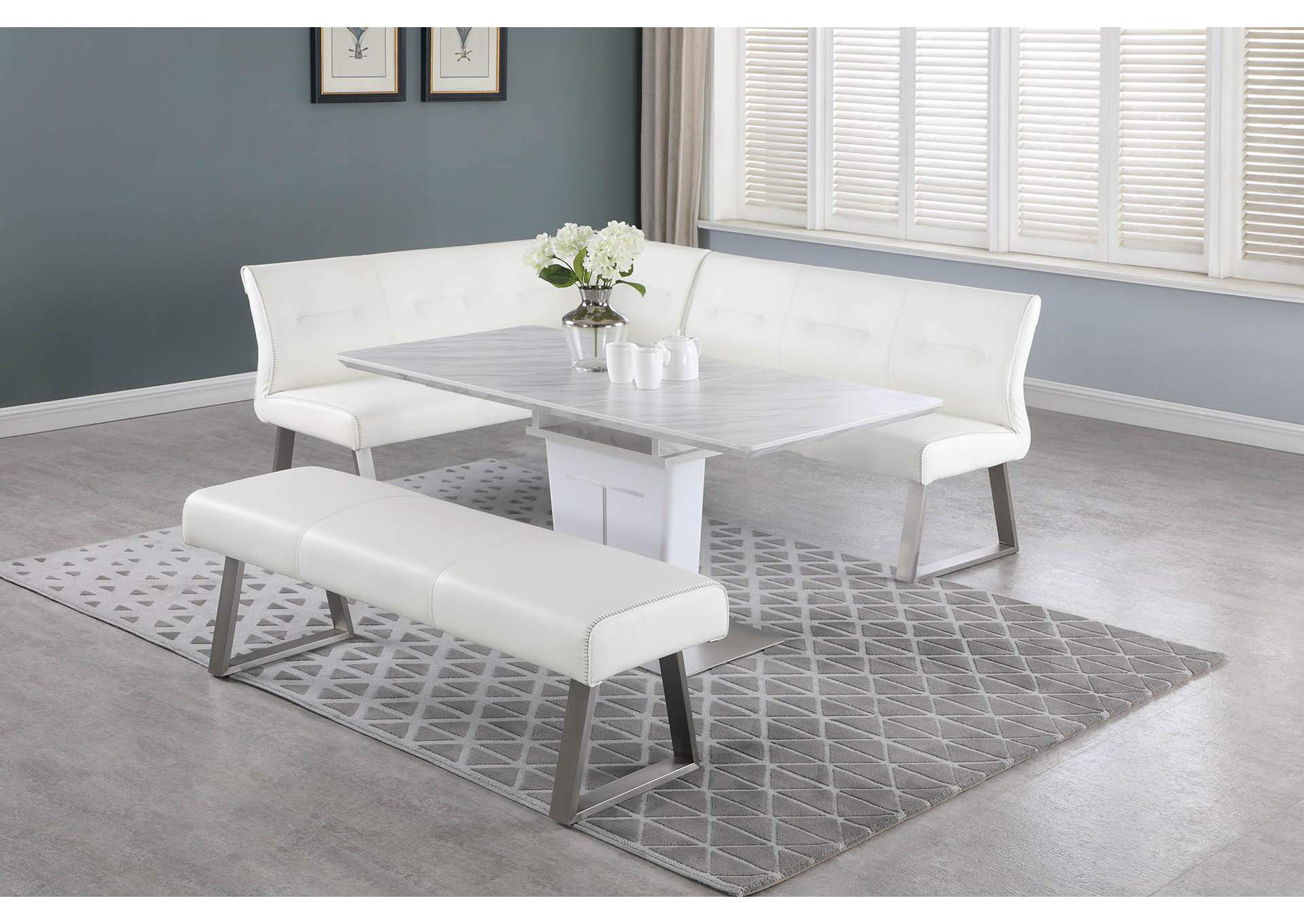 Contemporary Upholstered Bench With Highlight Stitching image 3
