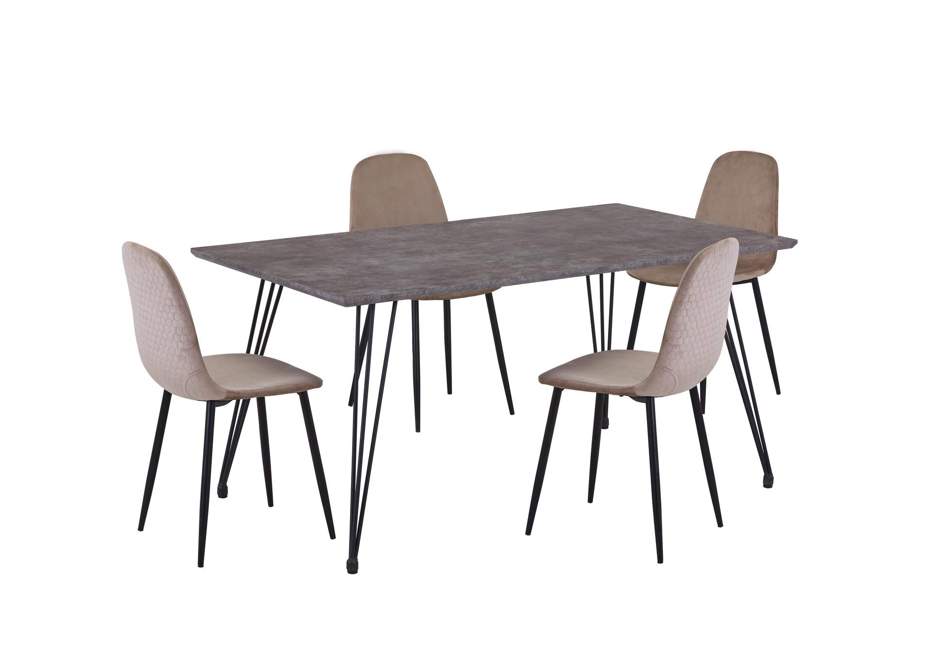 Contemporary Dining Set With Laminated Wooden Top & 4 Chairs image 1