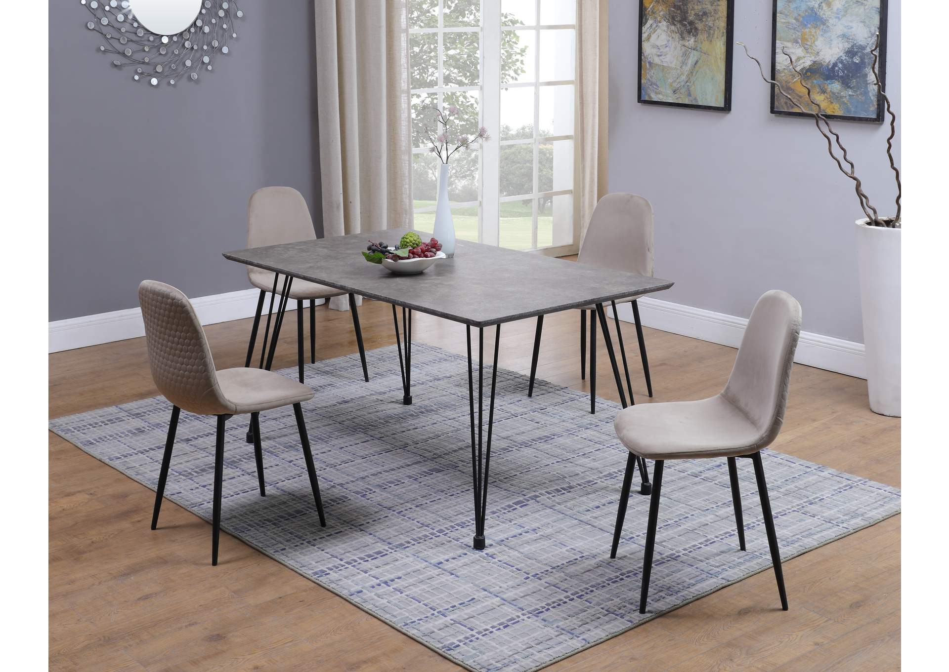 Contemporary Dining Set With Laminated Wooden Top & 4 Chairs image 3