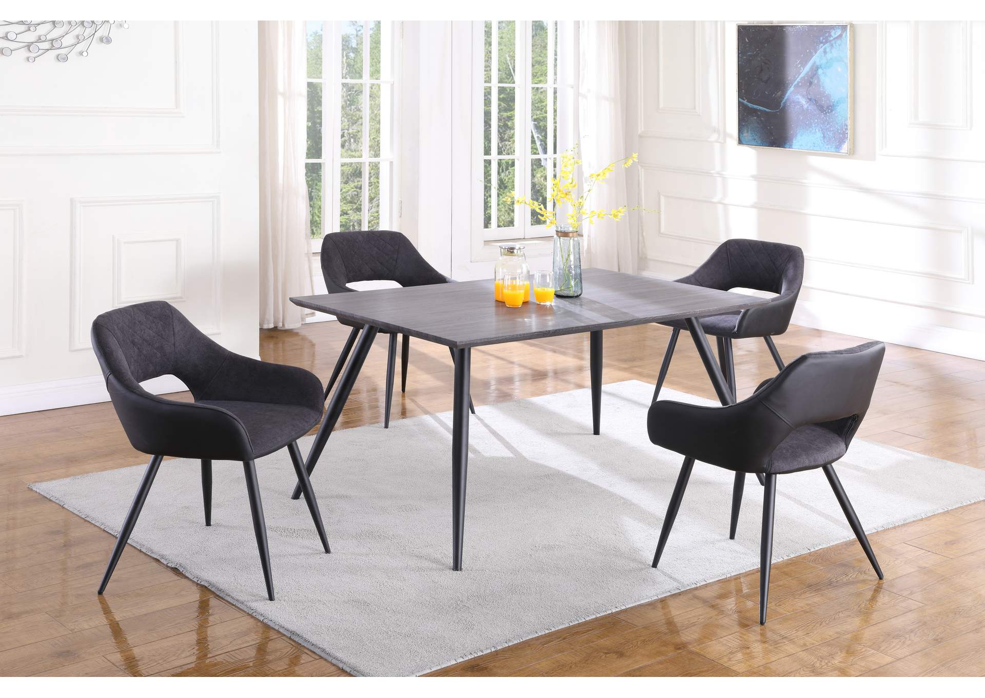 Contemporary Dining Table With Melamine Wooden Top image 1