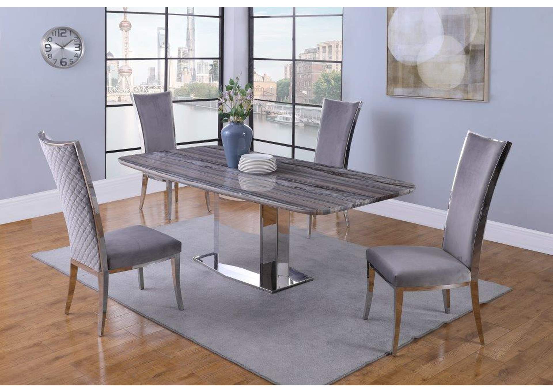 High Back Upholstered Chair With Stainless Steel Frame image 1