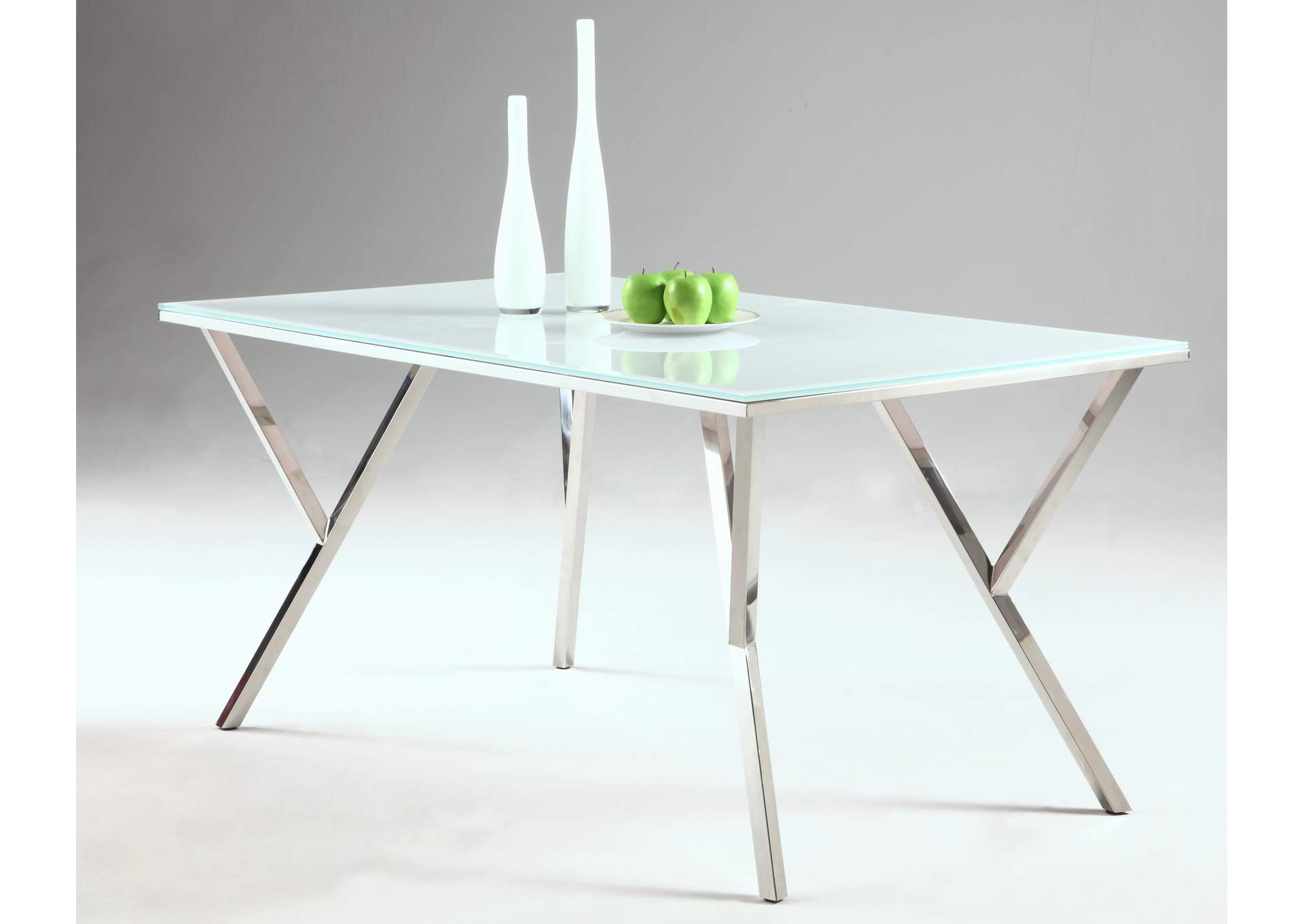 Modern Dining Set With Starphire Glass Table & White Upholstered Chairs image 5