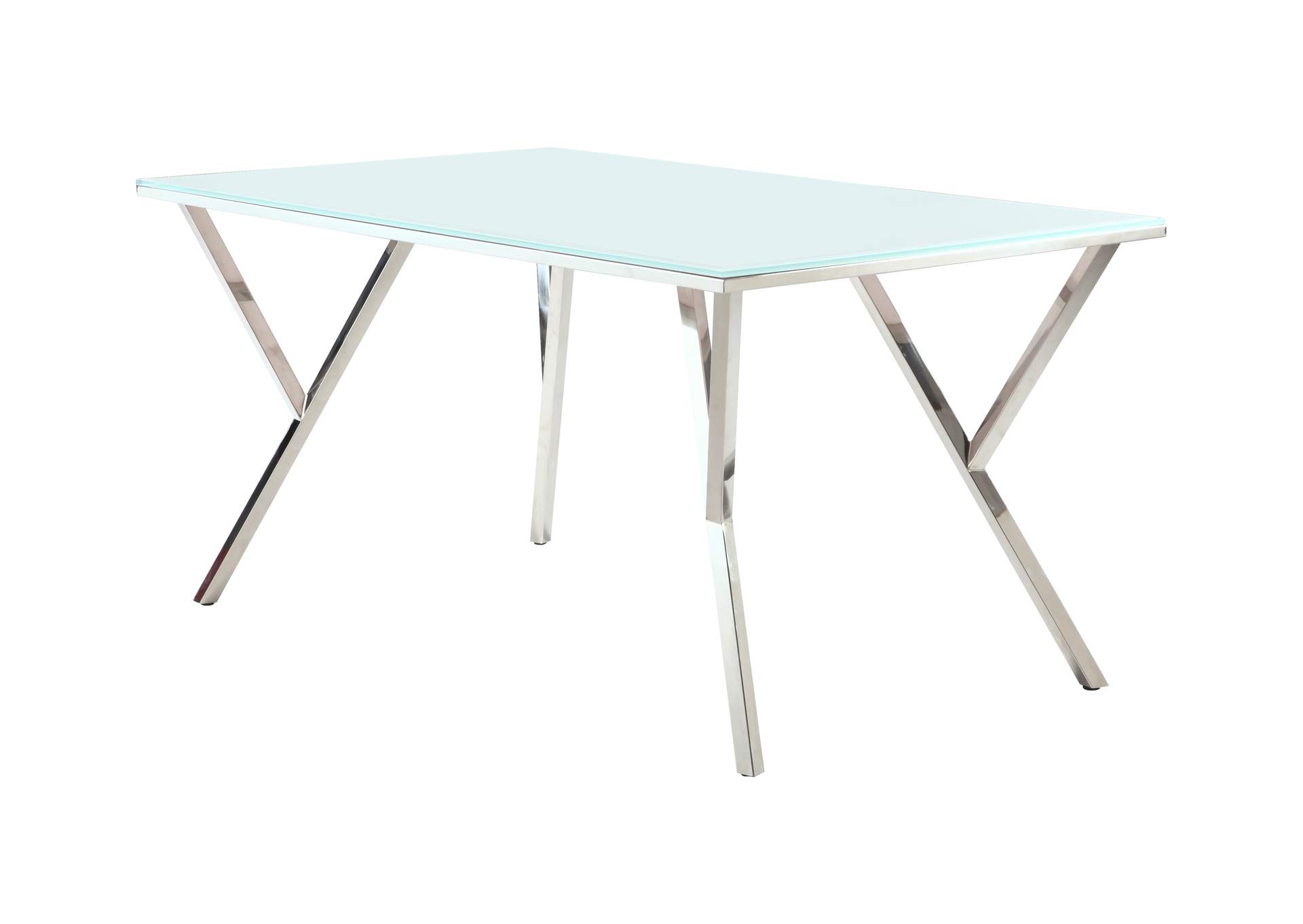 Modern Dining Set With Starphire Glass Table & White Upholstered Chairs image 3