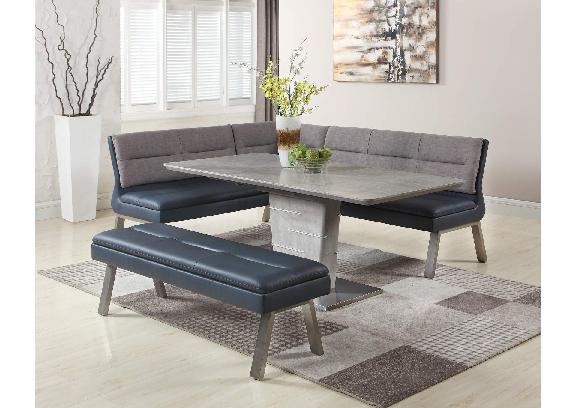 Dining Set With Extendable Table , Reversible Nook & Bench