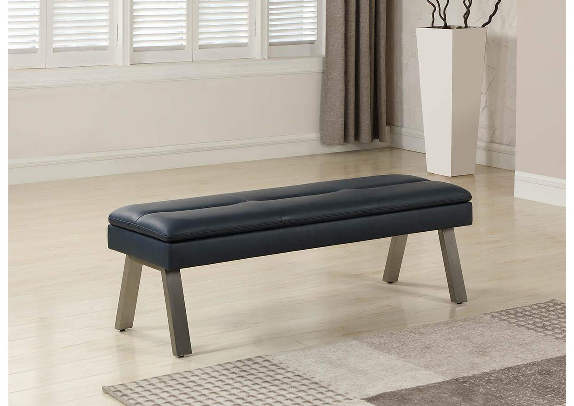 Tufted Bench With Underseat Storage & Steel Legs image 1